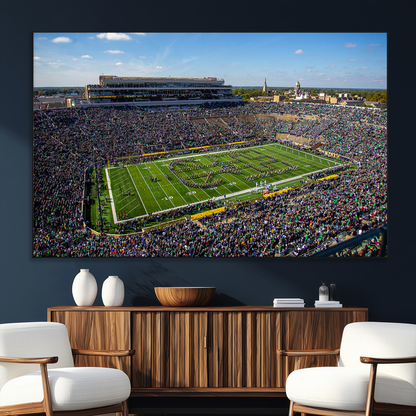 SEG-FC-51X34_Oversize - Notre Dame Fighting Irish Football Team Print - Notre Dame Stadium Wall Art Canvas Print