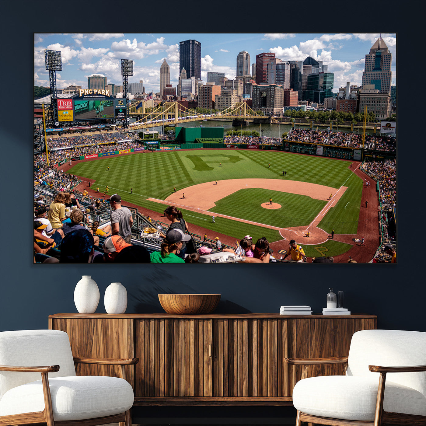 SEG-FC-51X34_Oversize - Pittsburgh Pirates Baseball Team Print - PNC Park Stadium Wall Art Canvas Print - Ready to Hang