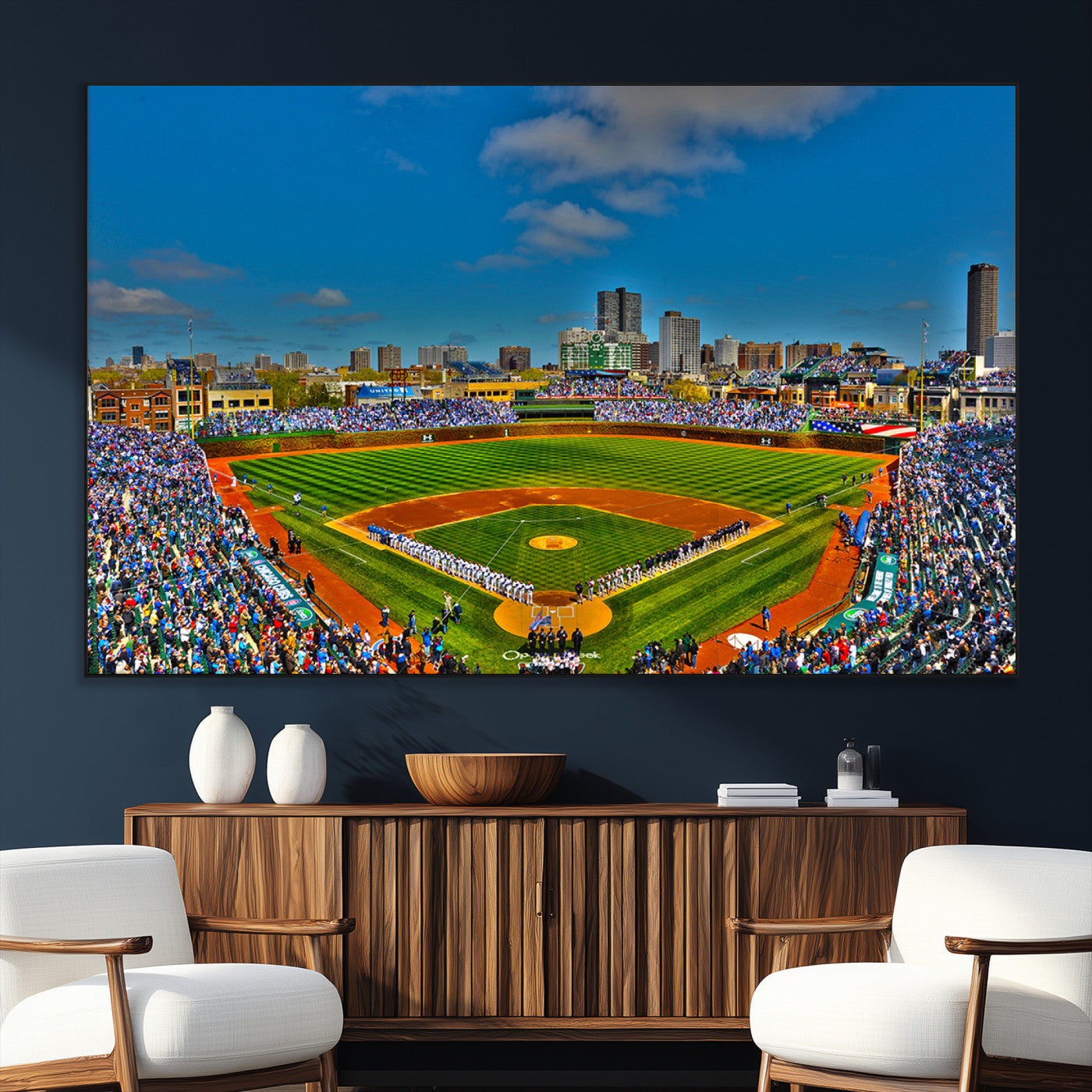 SEG-FC-51X34_Oversize - Wrigley Field Chicago Cubs Canvas Wall Art - Iconic Baseball Stadium Print for Sports Lovers - Ready