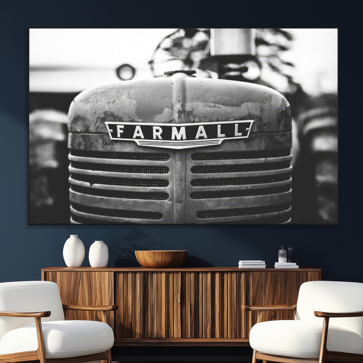 SEG-FC-51X34_Oversize - Vintage Farmall Tractor Wall Art Canvas Print, Rustic Farmhouse Decor Ready to Hang