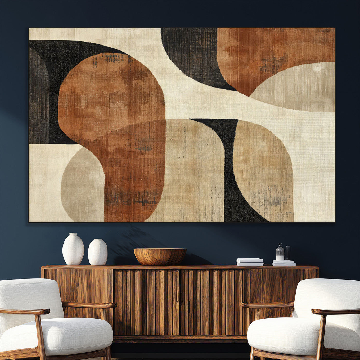 SEG-FC-51X34_Oversize - Wabi Sabi Abstract Wall Art Canvas Print | Large Minimalist Modern Geometric Wall Decor for Living