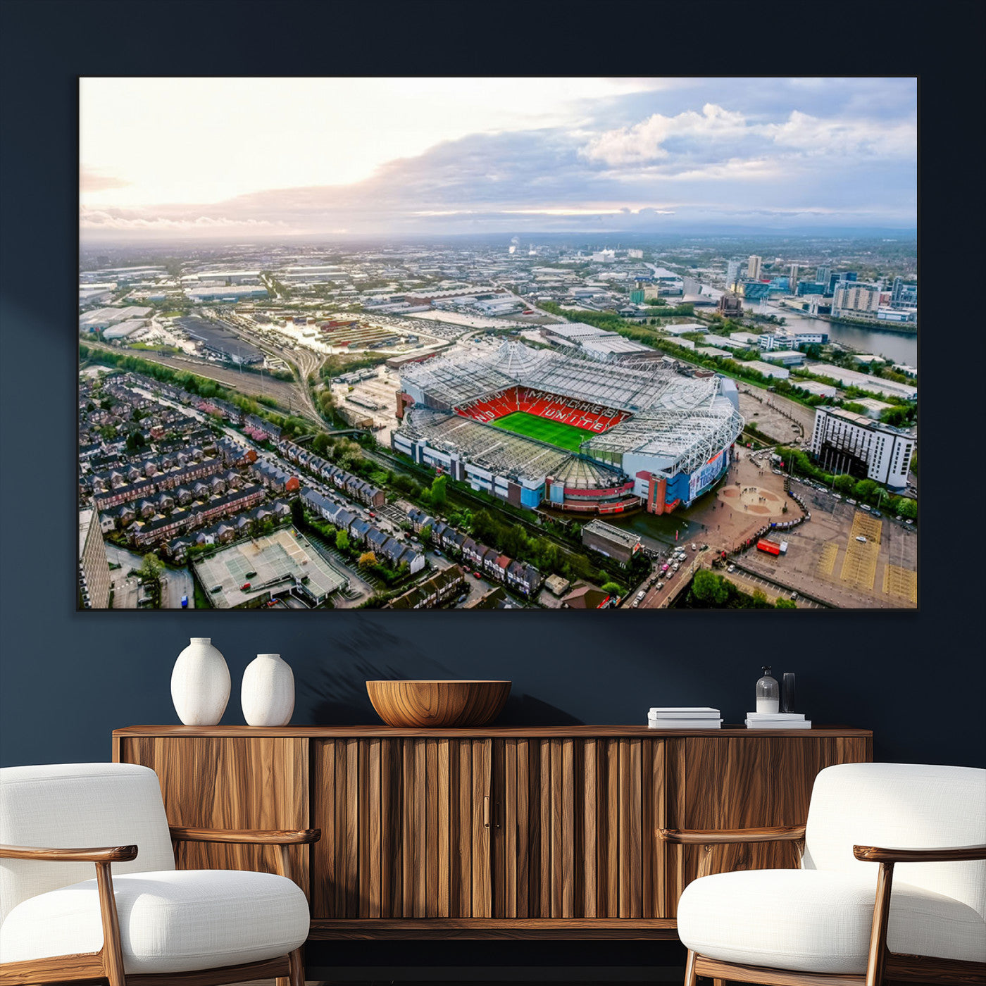 SEG-FC-51X34_Oversize - Old Trafford Manchester United Stadium Wall Art Canvas Print - Aerial View Stadium, Old Trafford