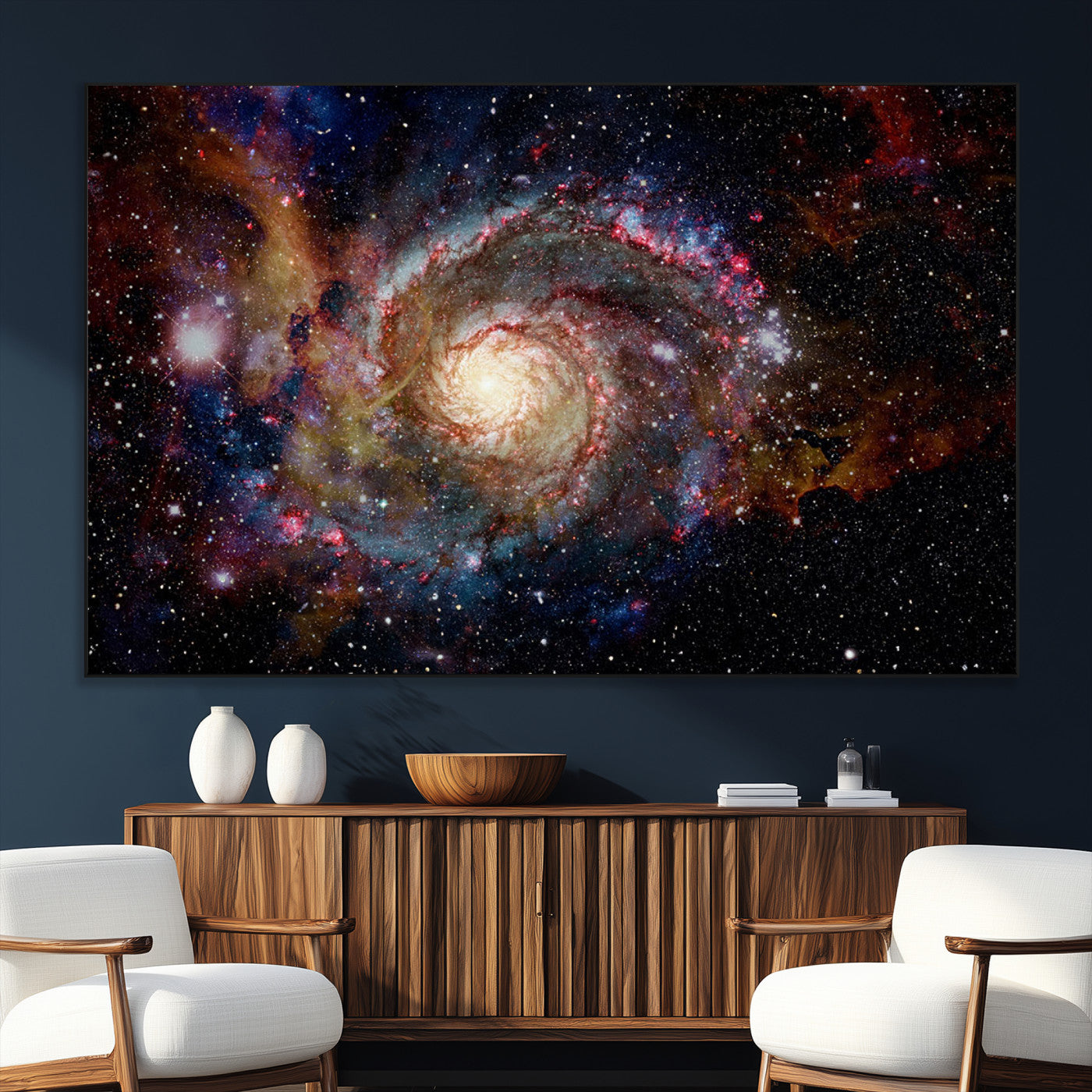 SEG-FC-51X34_Oversize - Nebula and Galaxies in Space Wall Art Canvas Print, Spiral Galaxy Wall Art Canvas Print