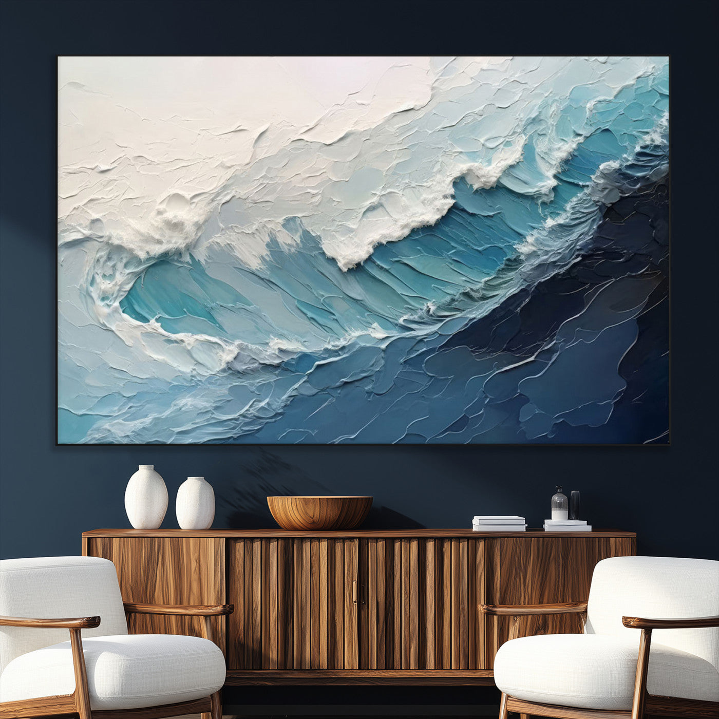 SEG-FC-51X34_Oversize - Ocean Wave Canvas Wall Art Print - Coastal Wall Decor for Living Room - Large Ocean Wave Wall Art