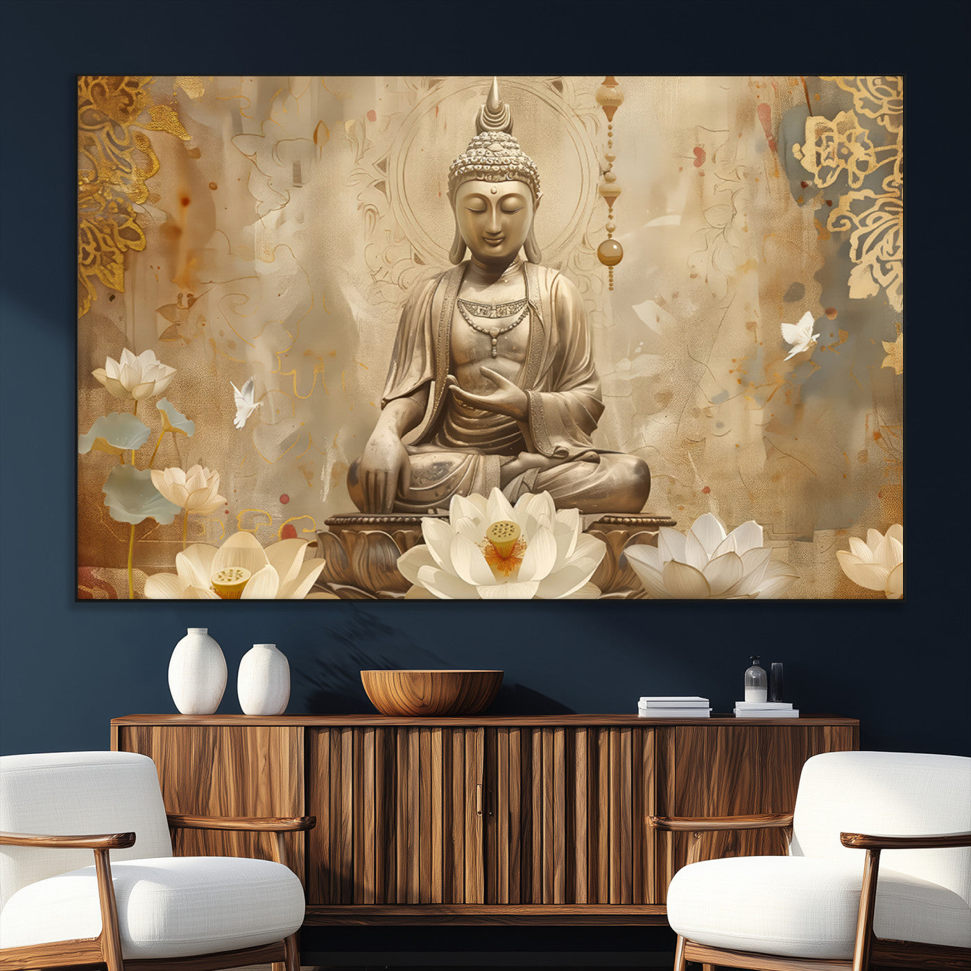 SEG-FC-51X34_Oversize - Buddha Wall Art Canvas Print, Buddha Meditation Room Decor, Yoga Room Wall Decor