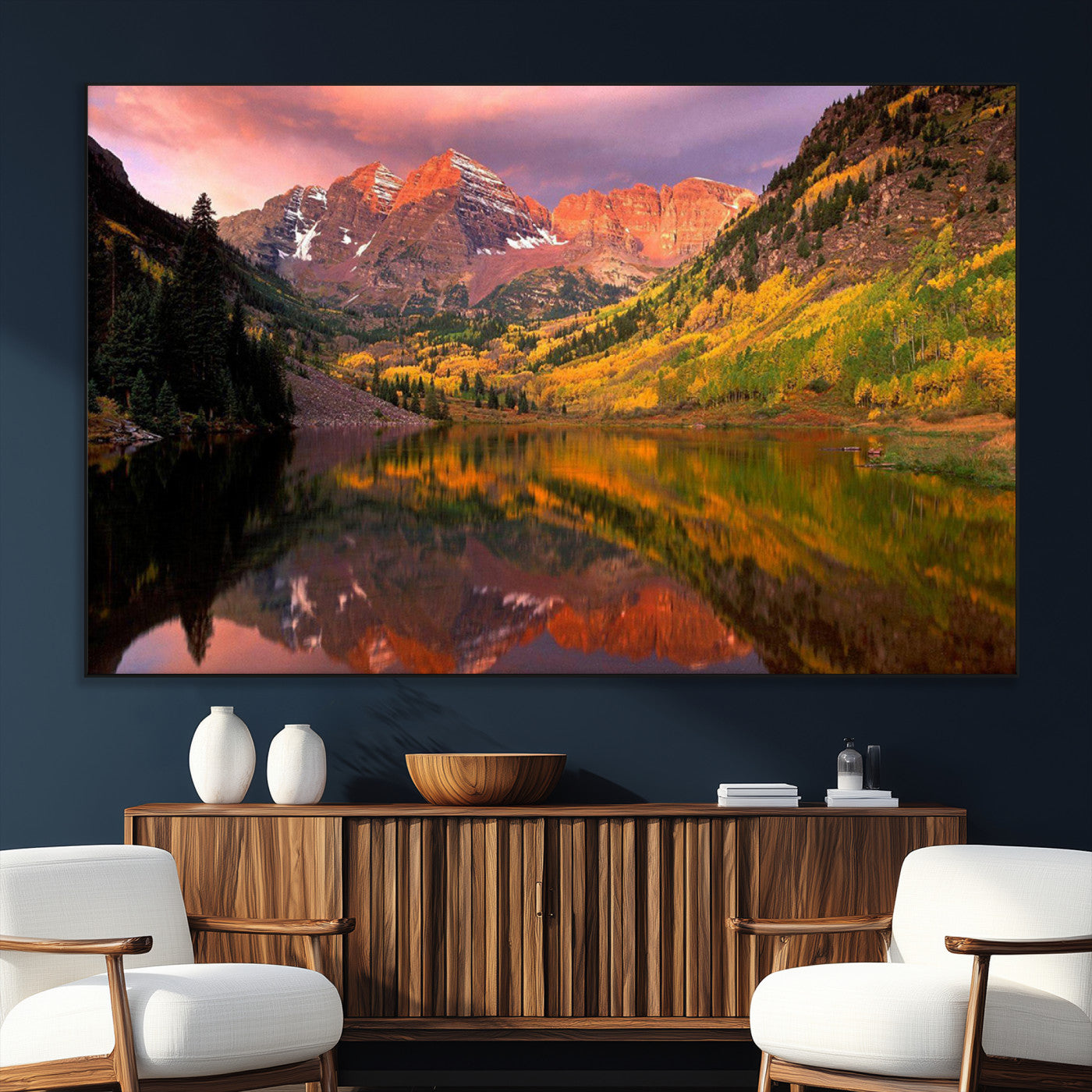 86946-SEG-FC-51X34_Oversize_Oversize-Colorado Rockies Mountain Sunset Wall Art | Ready to Hang and Framed | Scenic Nature Landscape