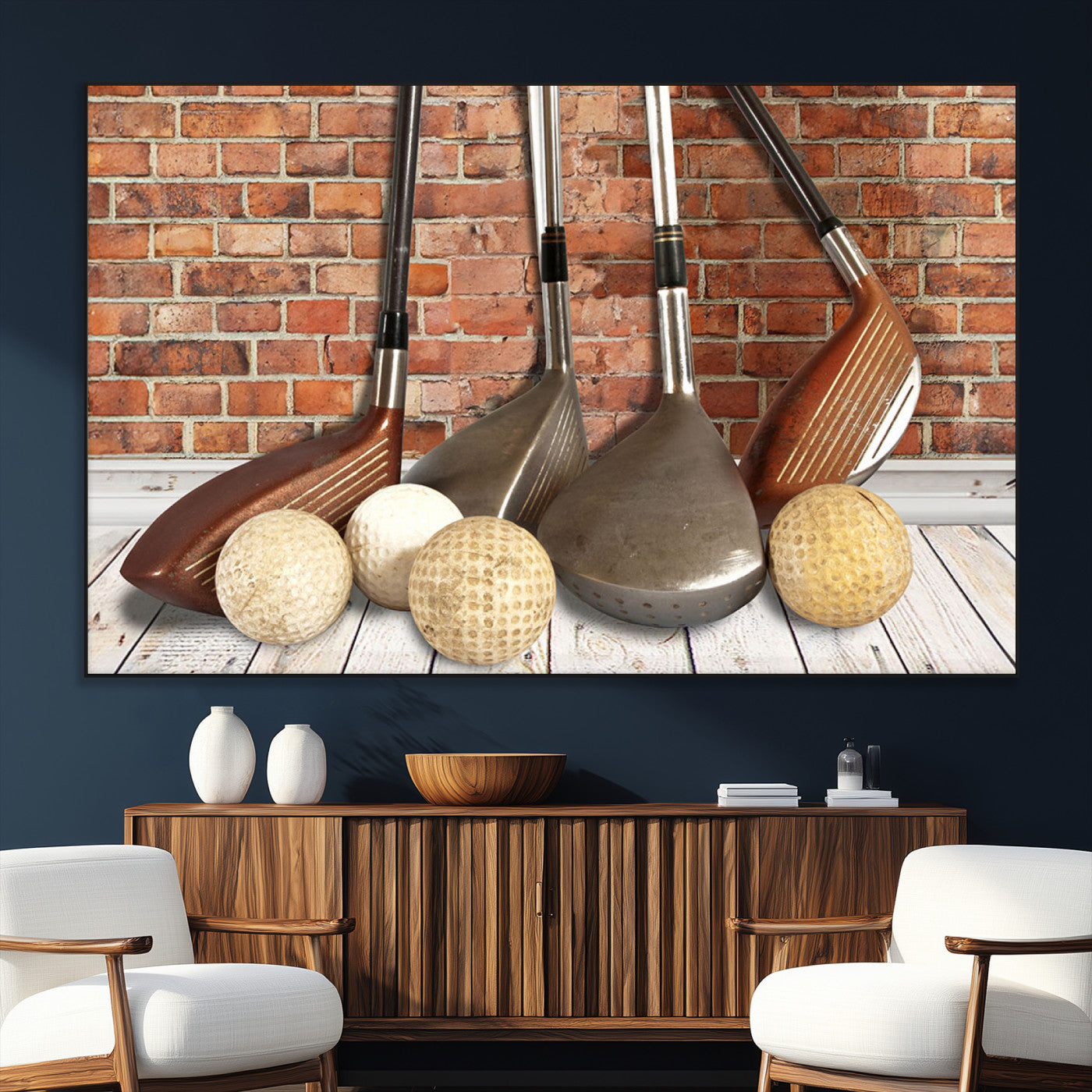 SEG-FC-51X34_Oversize - Vintage Golf Ball Wall Art Canvas Print | Golf Decor for Man Cave or Office | Ready to Hang and
