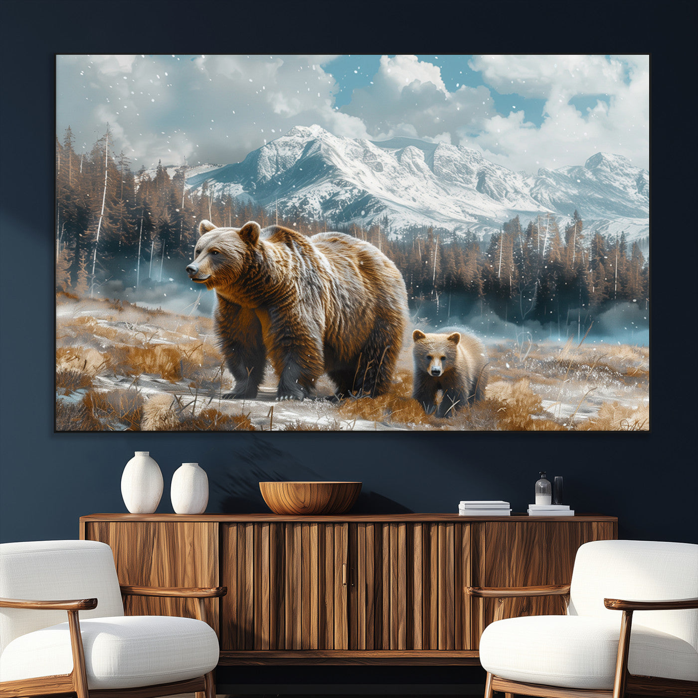 SEG-FC-51X34_Oversize - Bear and Baby Bear Wall Art Canvas Print
