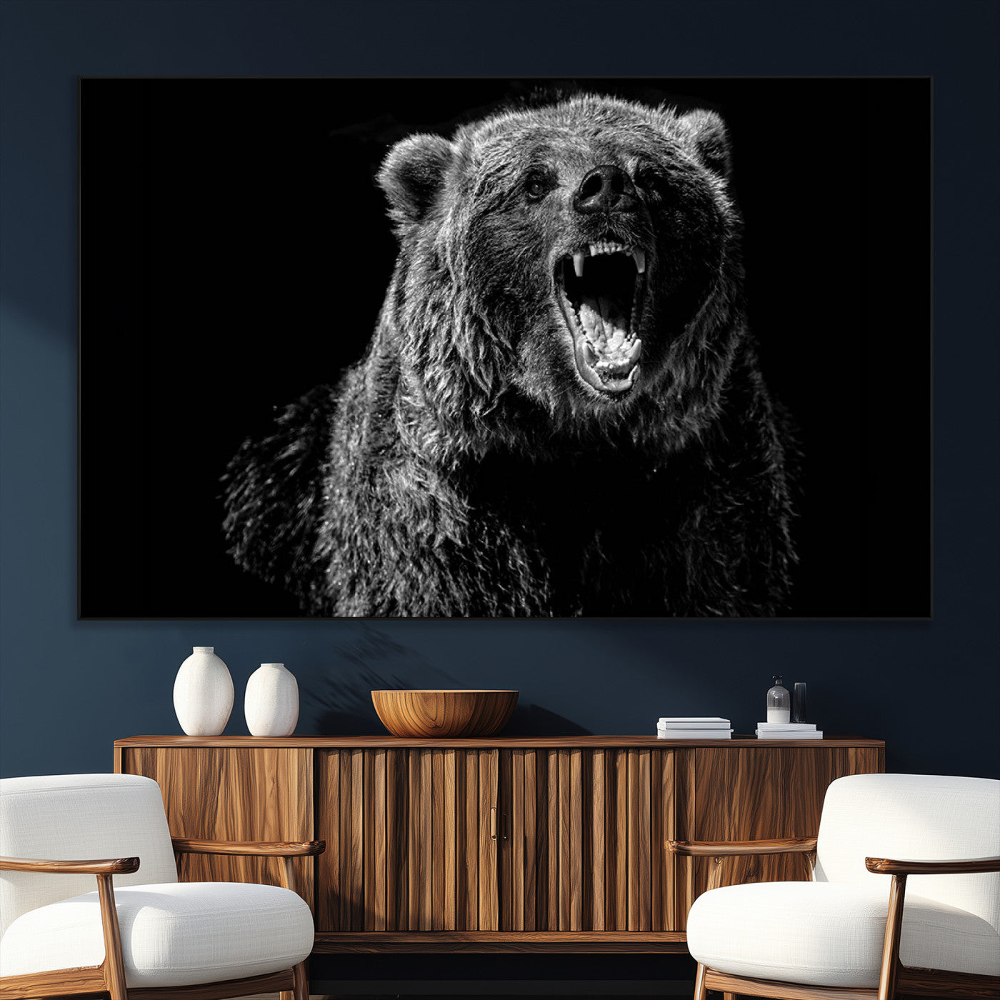 SEG-FC-51X34_Oversize - Bear Canvas Print | Wildlife Wall Art for Cabin Decor | Ready to Hang Framed