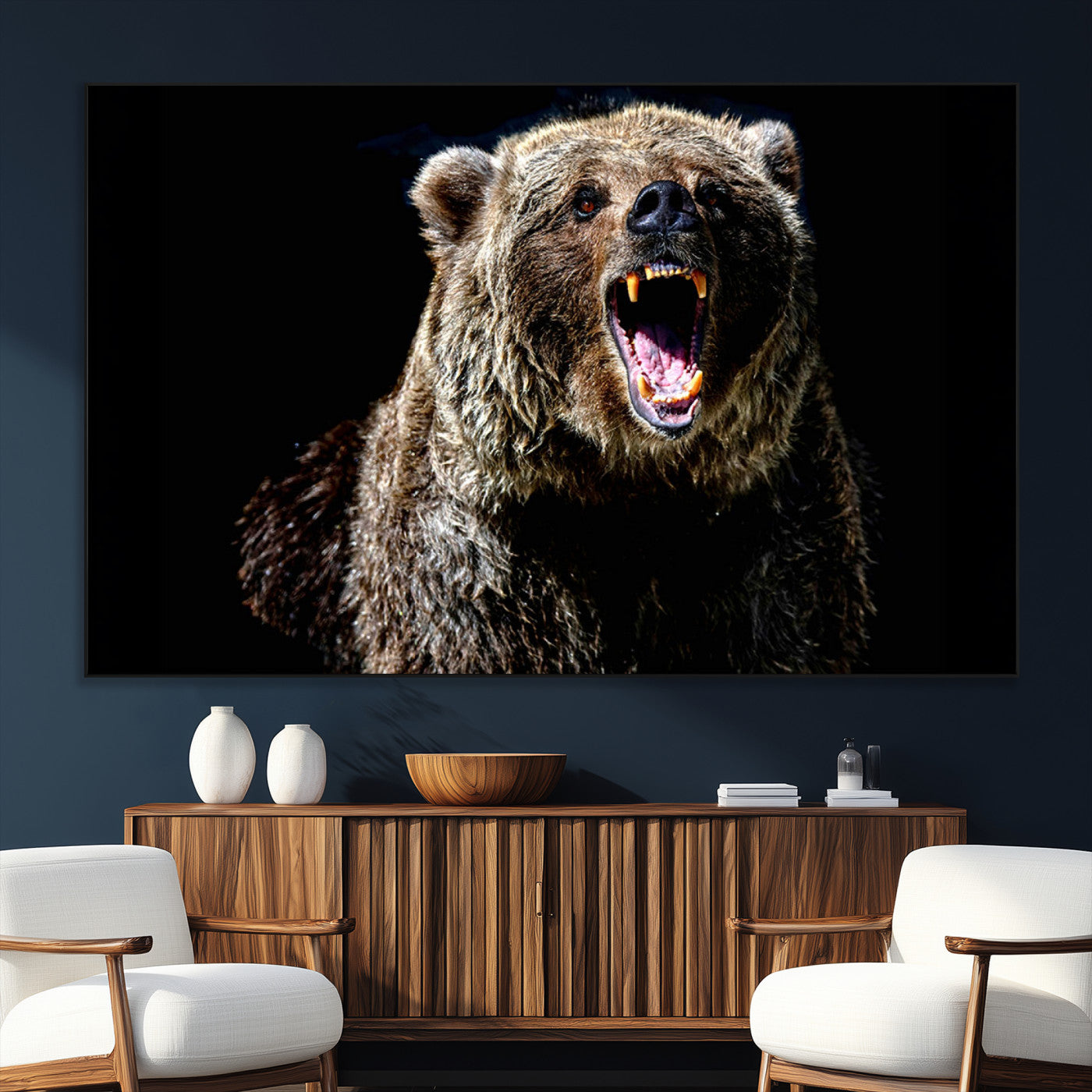 SEG-FC-51X34_Oversize - Grizzly Bear Canvas Print | Wildlife Wall Art for Cabin Decor | Ready to Hang Framed