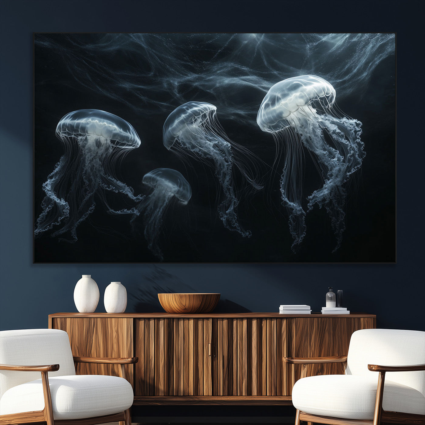 SEG-FC-51X34_Oversize - Jellyfish Wall Art Canvas Print, Elegant Wall Decor