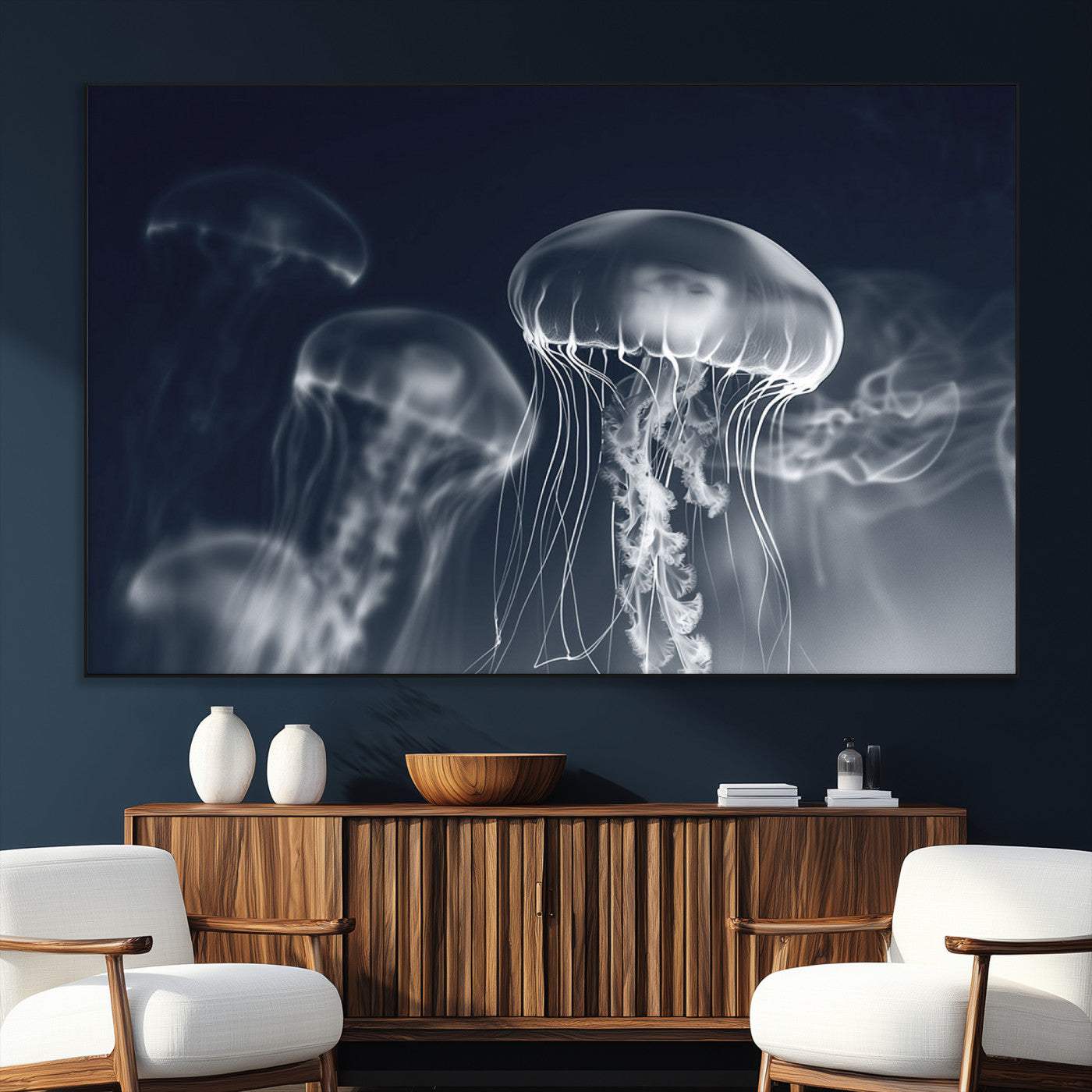 SEG-FC-51X34_Oversize - Jellyfish Wall Art Canvas Print, Modern Abstract Jellyfish Wall Decor