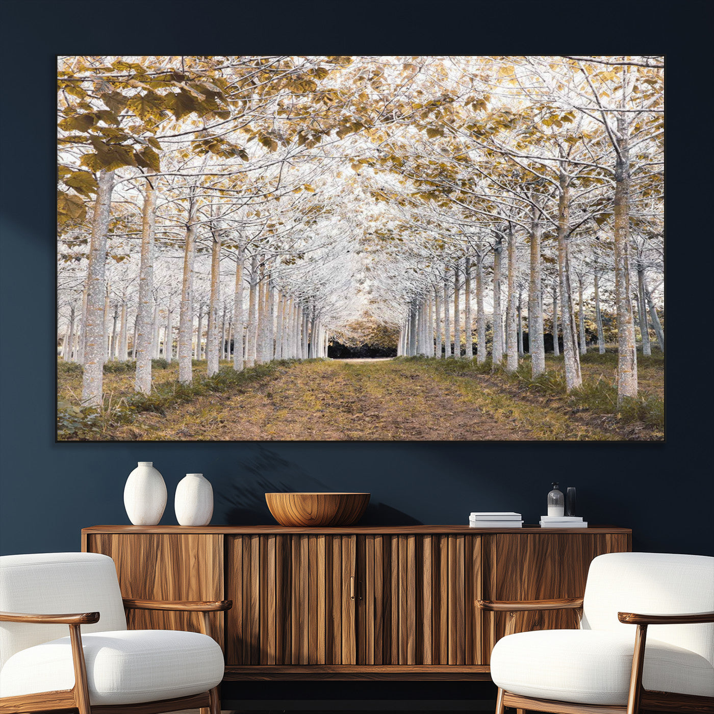 SEG-FC-51X34_Oversize - Forest Grove Wall Art | Serene Pathway Canvas Print | Ready to Hang and Framed Nature Wall Decor for