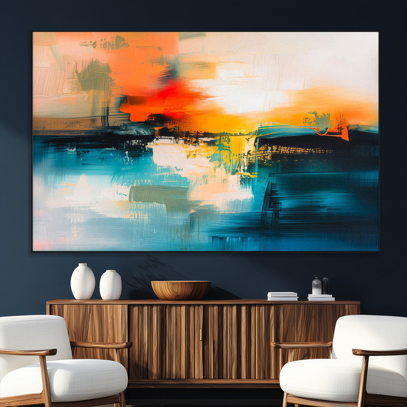 SEG-FC-51X34_Oversize - Colorful Abstract Wall Art | Bold Modern Canvas Print | Ready to Hang and Framed for Living Room or