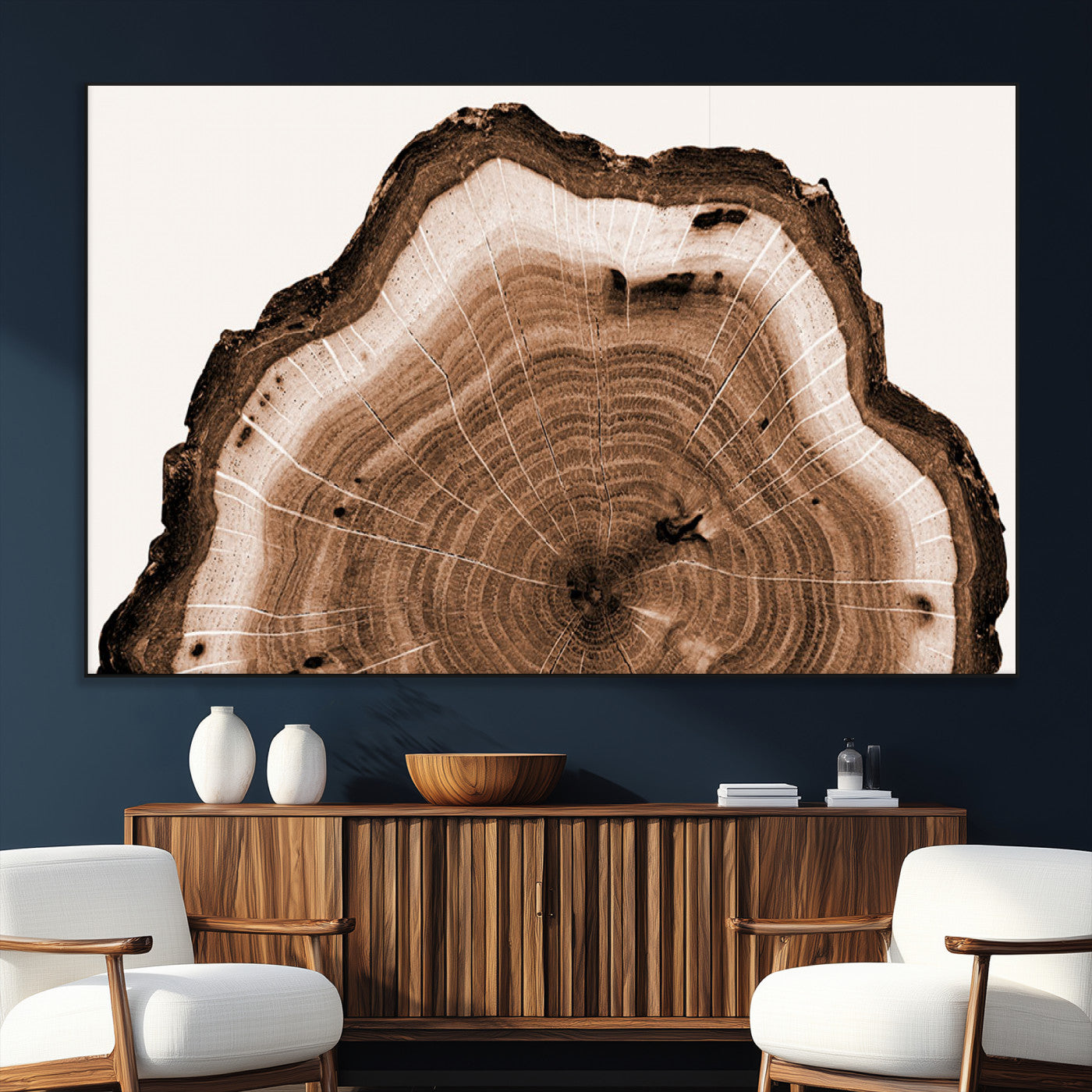 45195-SEG-FC-51X34_Oversize_Oversize-Rustic Wood Rings Wall Art | Nature-Inspired Tree Ring Canvas Print | Ready to Hang and Framed for