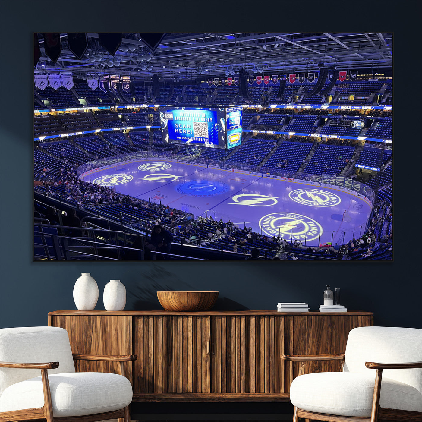 SEG-FC-51X34_Oversize - Amalie Arena Florida Wall Art Canvas Print - NHL Hockey Stadium Print Wall Art