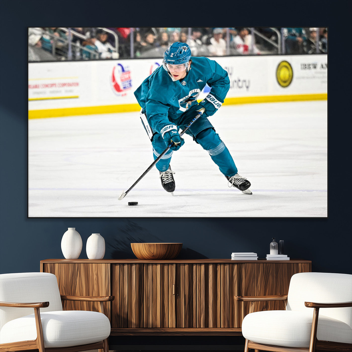 SEG-FC-51X34_Oversize - San Jose Sharks Ice Hockey Player Wall Art Canvas Print