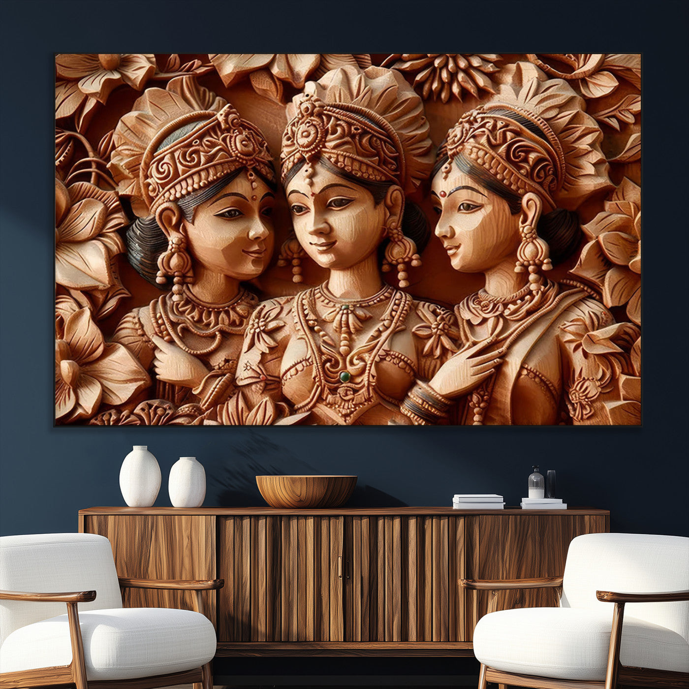 SEG-FC-51X34_Oversize - Indian Woman Statue Wall Art Canvas Print