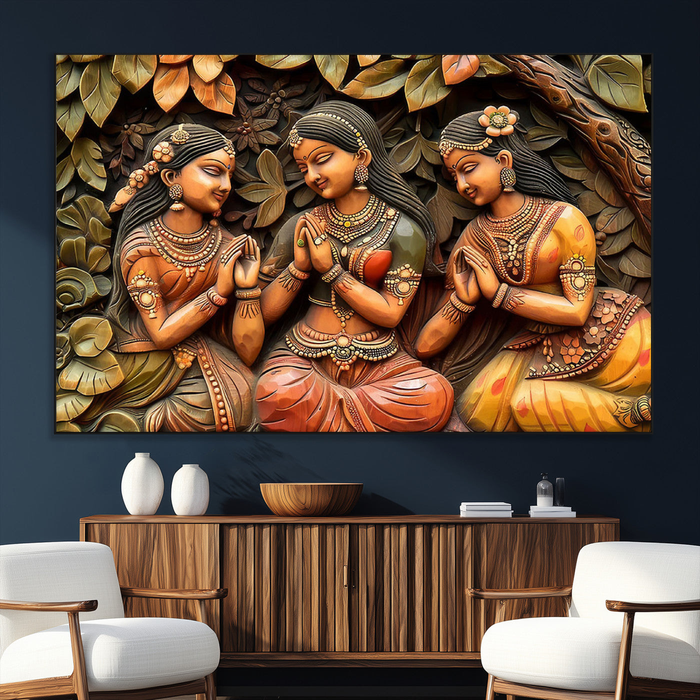 SEG-FC-51X34_Oversize - Indian Woman Statue Wall Art Canvas Print