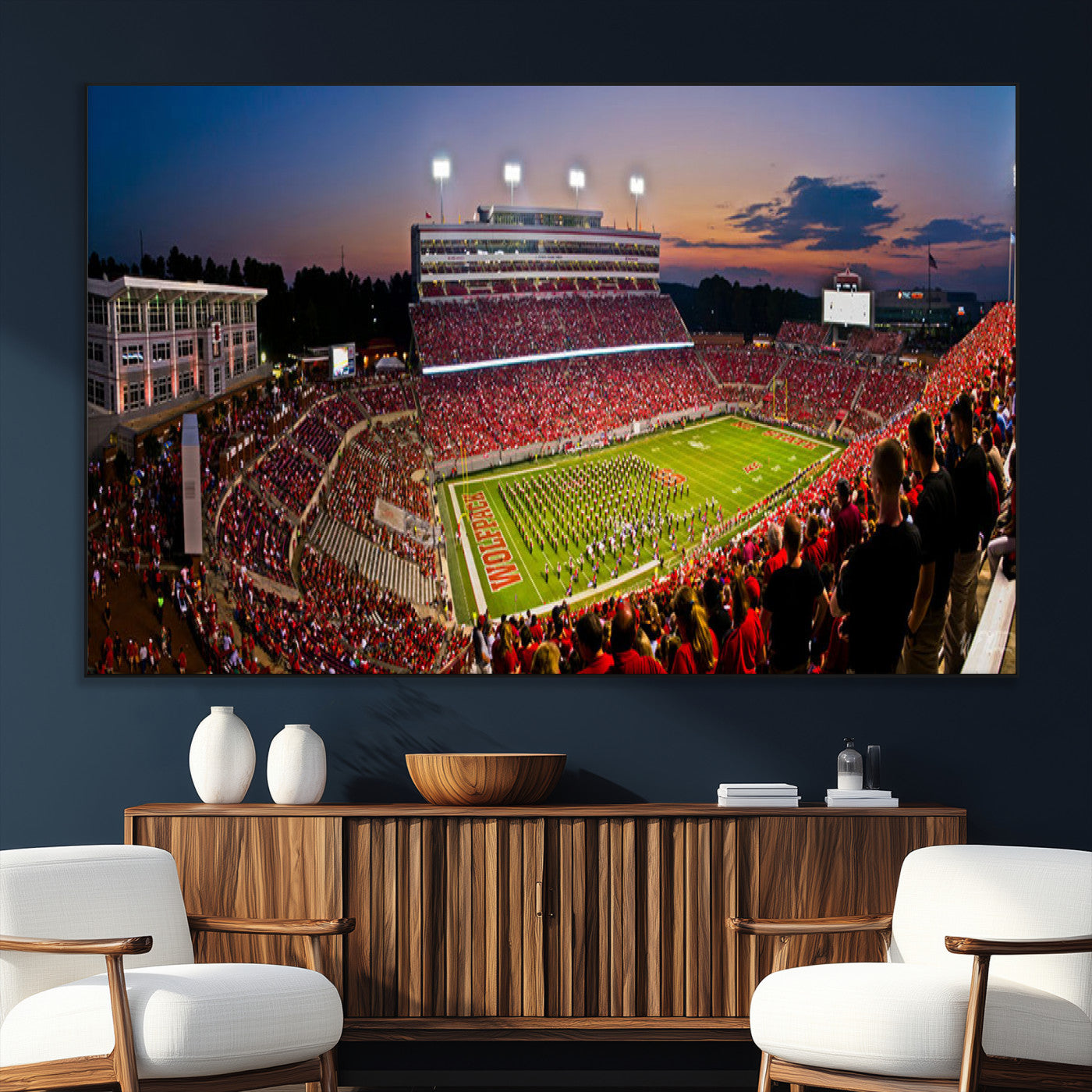 SEG-FC-51X34_Oversize - NC State Wolfpack Football Team Print - Raleigh Carter-Finley Stadium Wall Art Canvas Print
