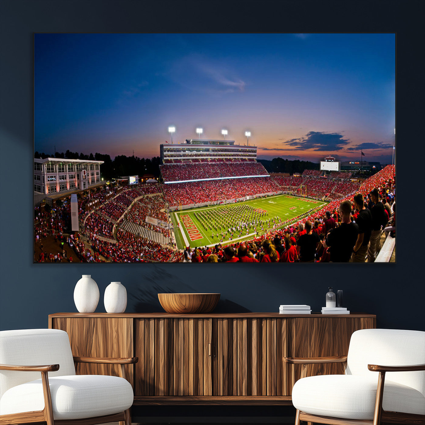 SEG-FC-51X34_Oversize - NC State Wolfpack Football Team Print - Raleigh Carter-Finley Stadium Wall Art Canvas Print