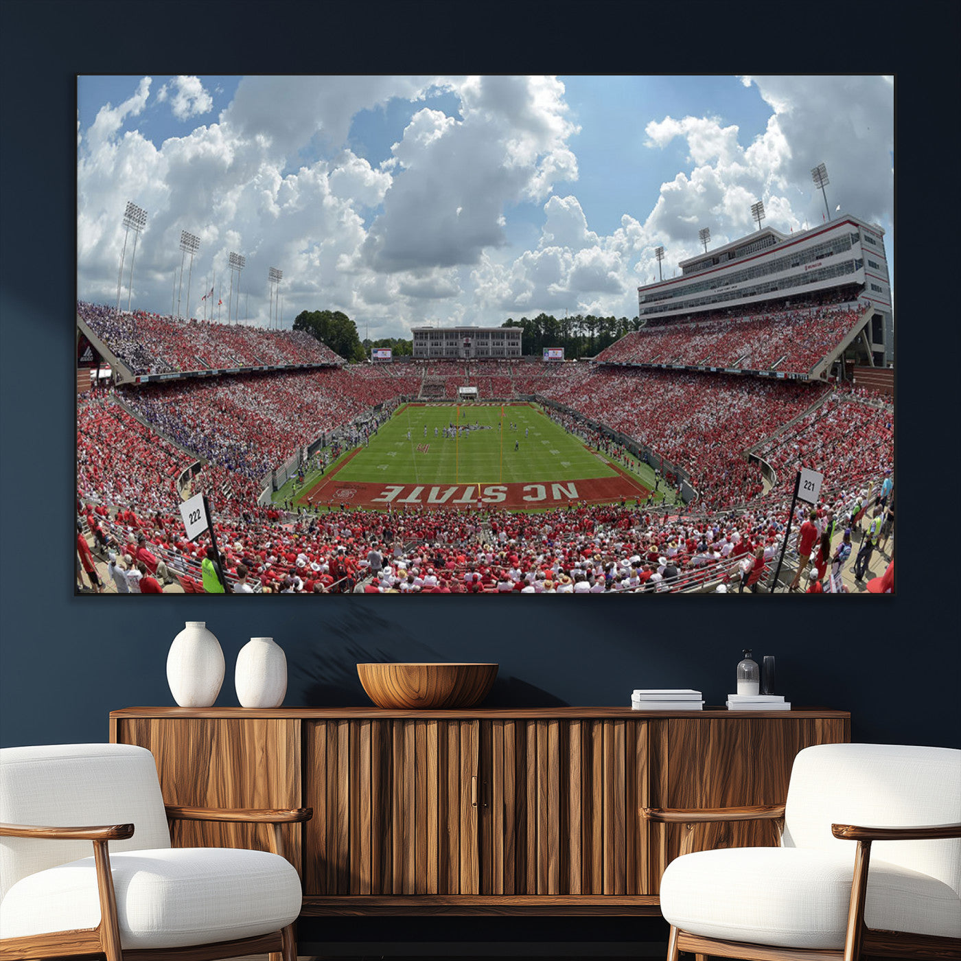 SEG-FC-51X34_Oversize - NC State Wolfpack Football Team Print Canvas- Raleigh Carter-Finley Stadium Wall Art Canvas Print