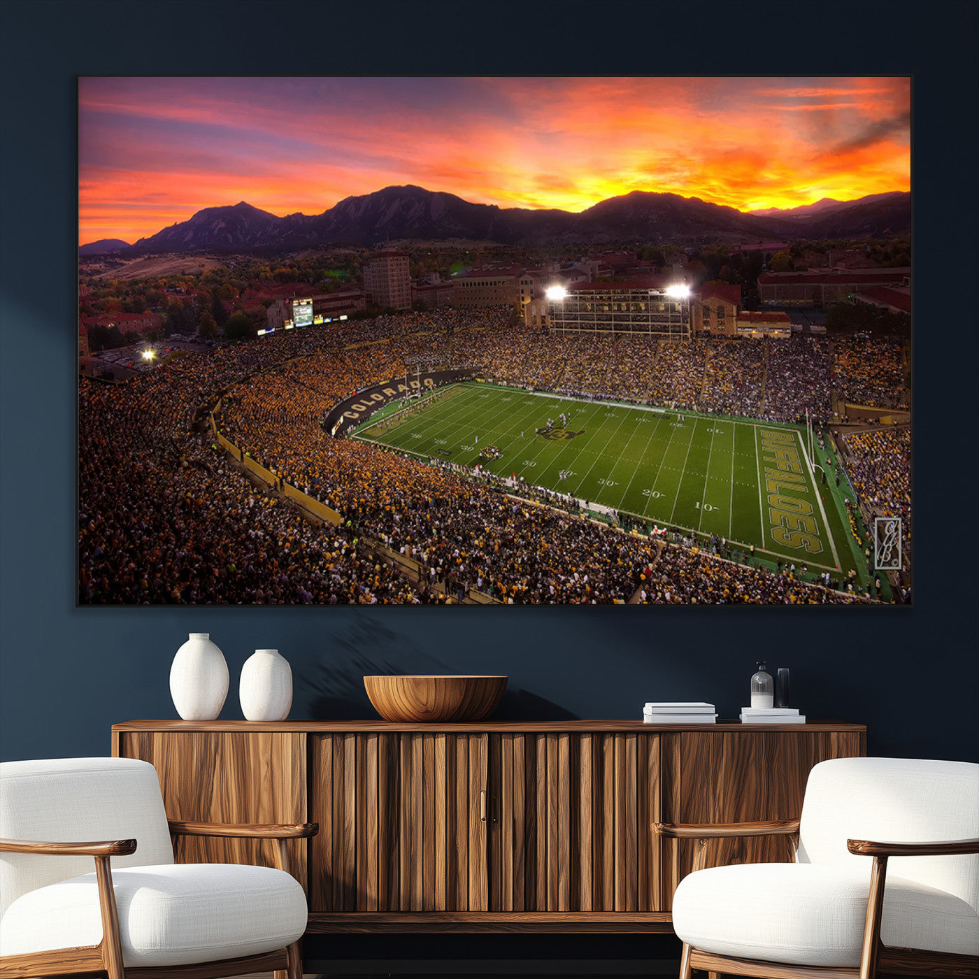 SEG-FC-51X34_Oversize - Colorado Buffaloes Football Team Print - Boulder Folsom Field Stadium Wall Art Canvas Print