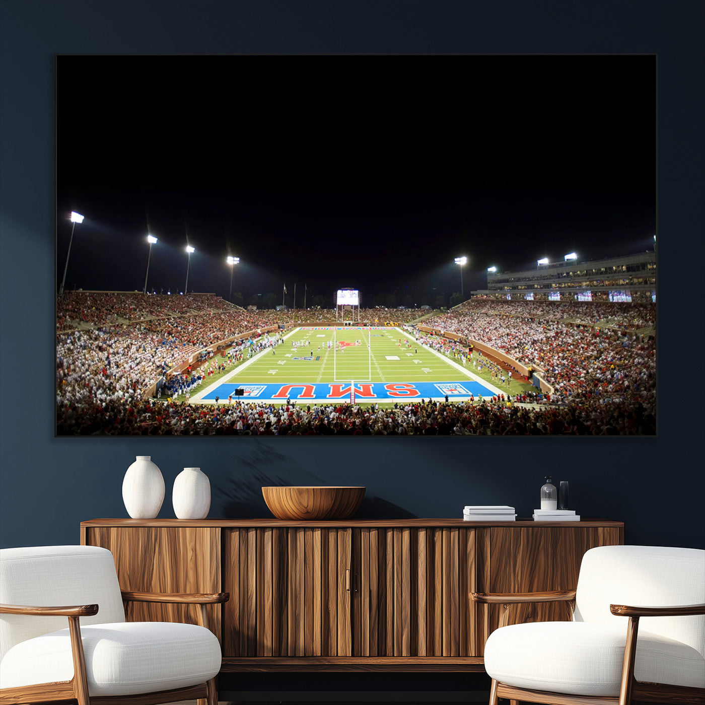 SEG-FC-51X34_Oversize - SMU Mustangs Football Team Print - Dallas Gerald J. Ford Stadium Wall Art Canvas Print