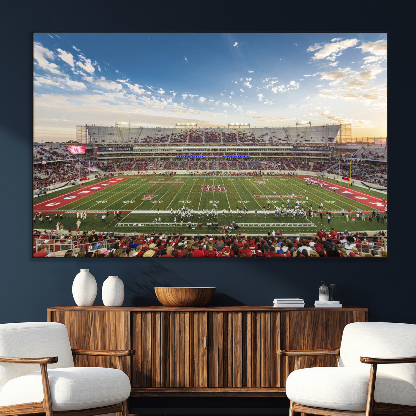 SEG-FC-51X34_Oversize - Framed Houston Cougars Football Team Print - Houston TDECU Stadium Wall Art Canvas Print