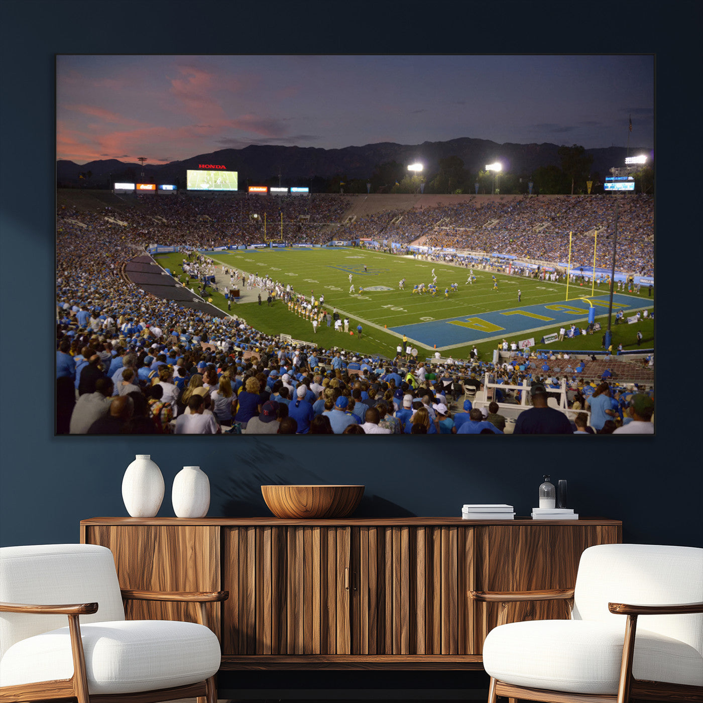 SEG-FC-51X34_Oversize - UCLA Bruins Football Team Print - Pasadena Rose Bowl Stadium Wall Art Canvas Print