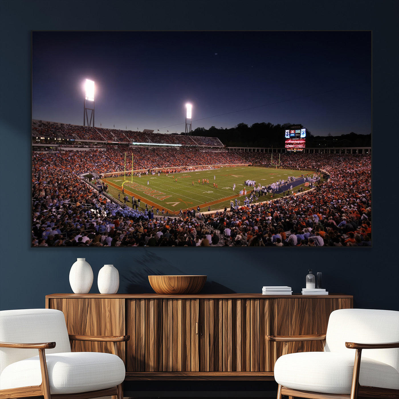 SEG-FC-51X34_Oversize - Virginia Cavaliers Football Team Print - Charlottesville Scott Stadium Canvas Print Wall Art