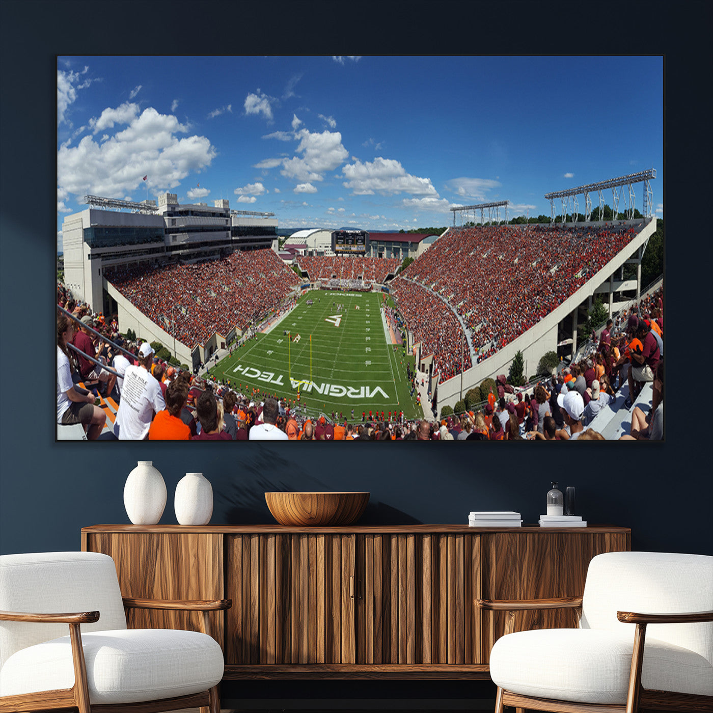 SEG-FC-51X34_Oversize - Virginia Tech Hokies Football Team Print - Blacksburg Lane Stadium Wall Art Canvas Print