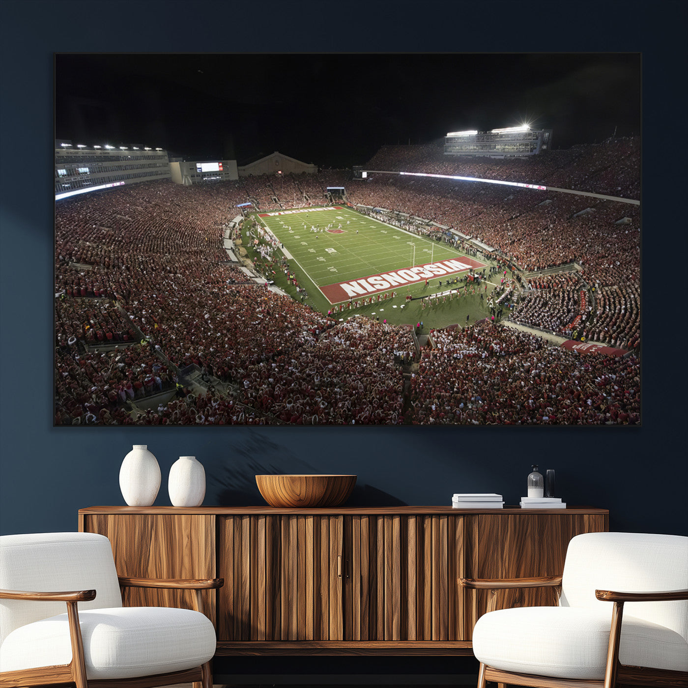 SEG-FC-51X34_Oversize - Wisconsin Badgers Football Team Print - Madison Camp Randall Stadium Wall Art Canvas Print