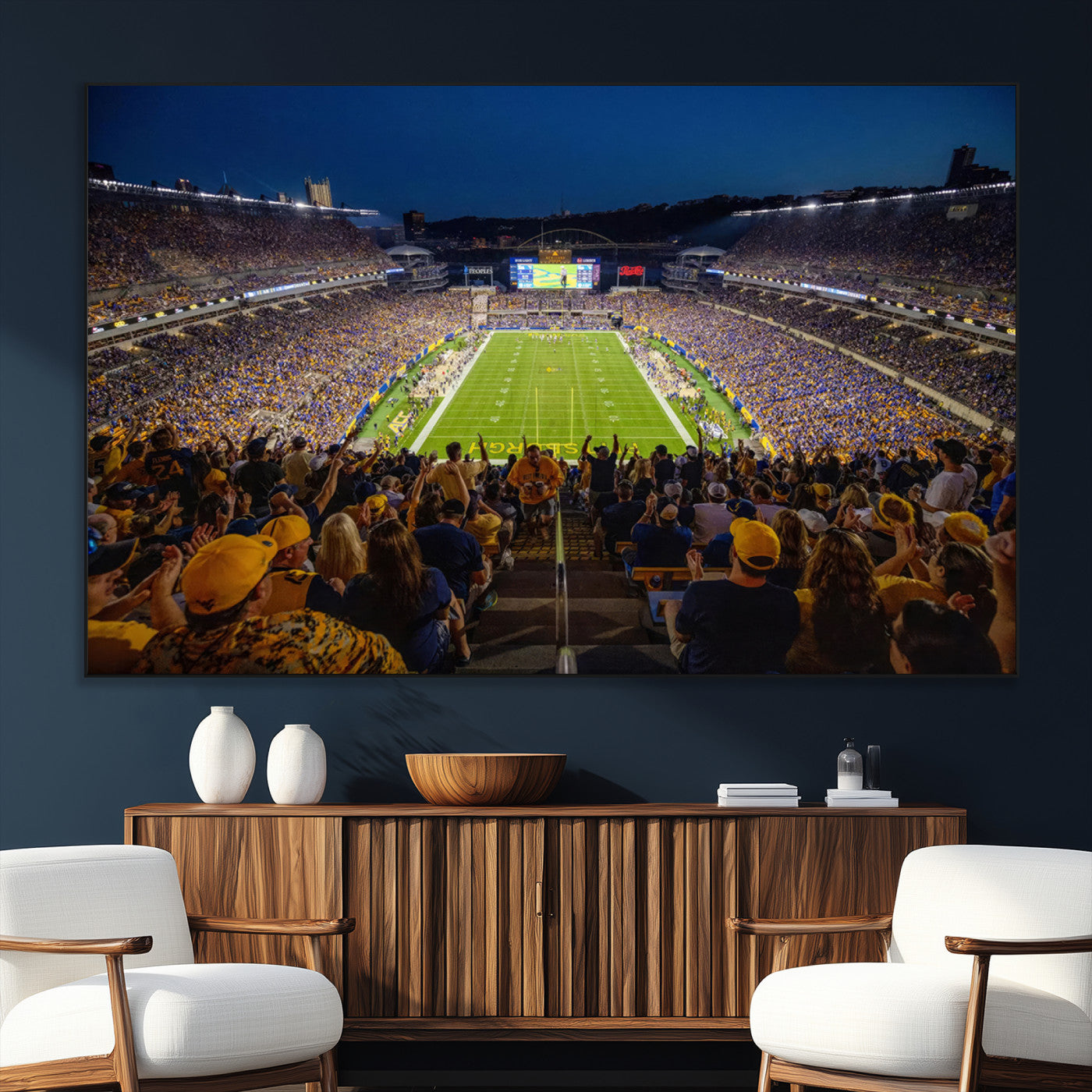 SEG-FC-51X34_Oversize - Pittsburgh Panthers Football Team Print - Pittsburgh Acrisure Stadium Wall Art Canvas Print