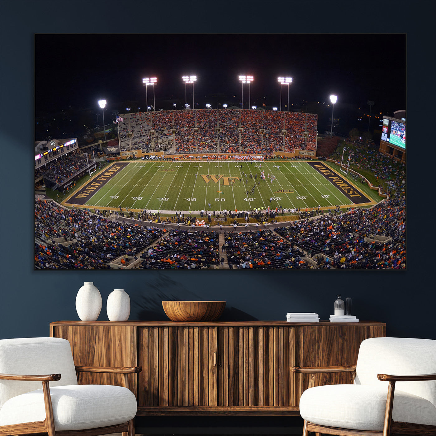 SEG-FC-51X34_Oversize - Demon Deacons Print Canvas, Football Team Print - Winston-Salem Allegacy Federal Credit Union