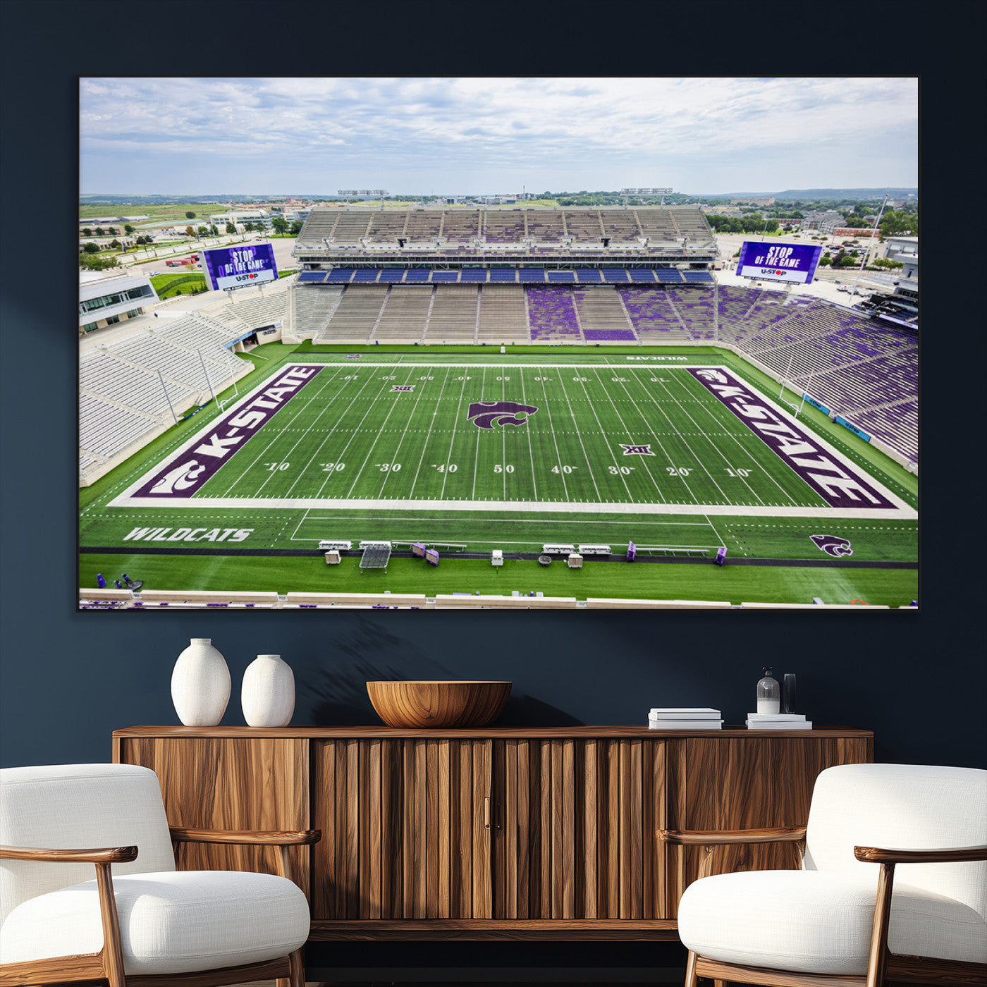 SEG-FC-51X34_Oversize - KState Wildcats Football Team Print - Manhattan Bill Snyder Family Football Stadium Wall Art Canvas