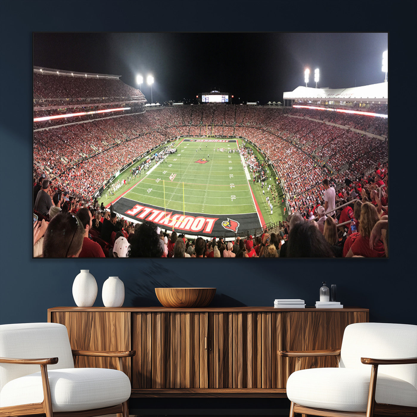 SEG-FC-51X34_Oversize - University of Louisville Cardinals Football Team Print - Louisville Cardinal Stadium Wall Art Canvas