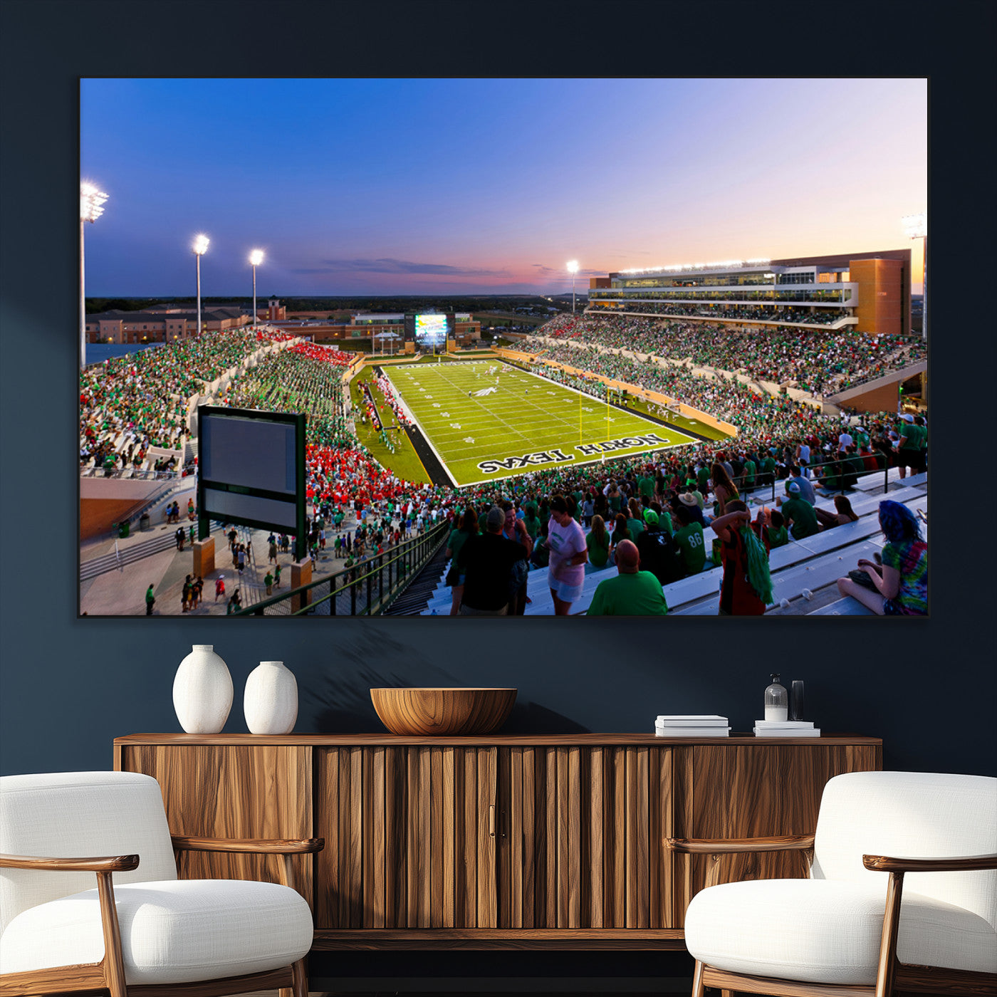 SEG-FC-51X34_Oversize - University of North Texas Mean Green Football Team Print - Denton DATCU Stadium Canvas Print Wall