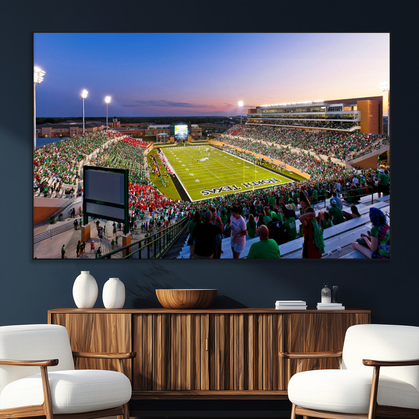 SEG-FC-51X34_Oversize - University of North Texas Mean Green Football Team Print - Denton DATCU Stadium Wall Art Canvas