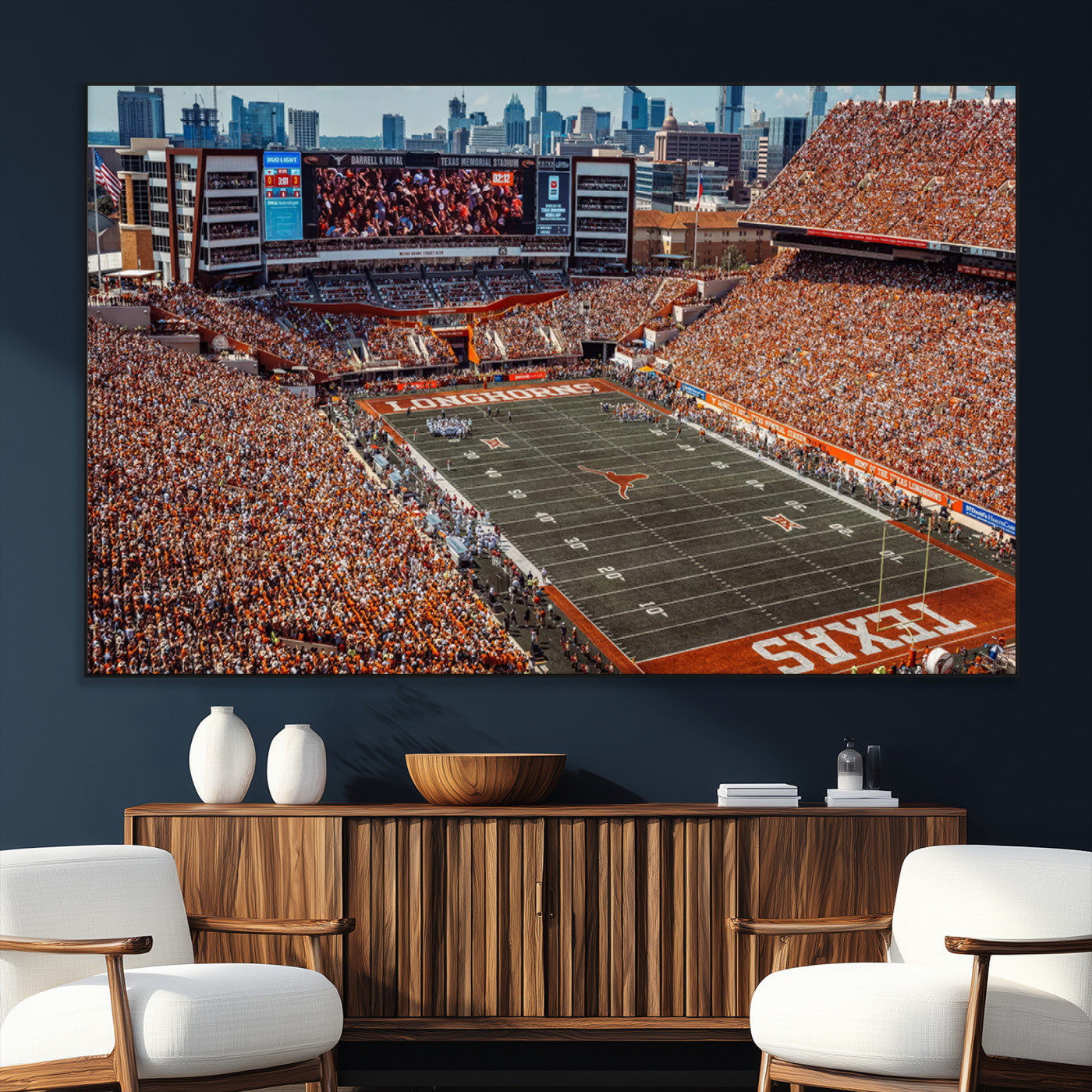 SEG-FC-51X34_Oversize - University of Texas Longhorns Football Team Print - Austin Darrell K Royal-Texas Memorial Stadium