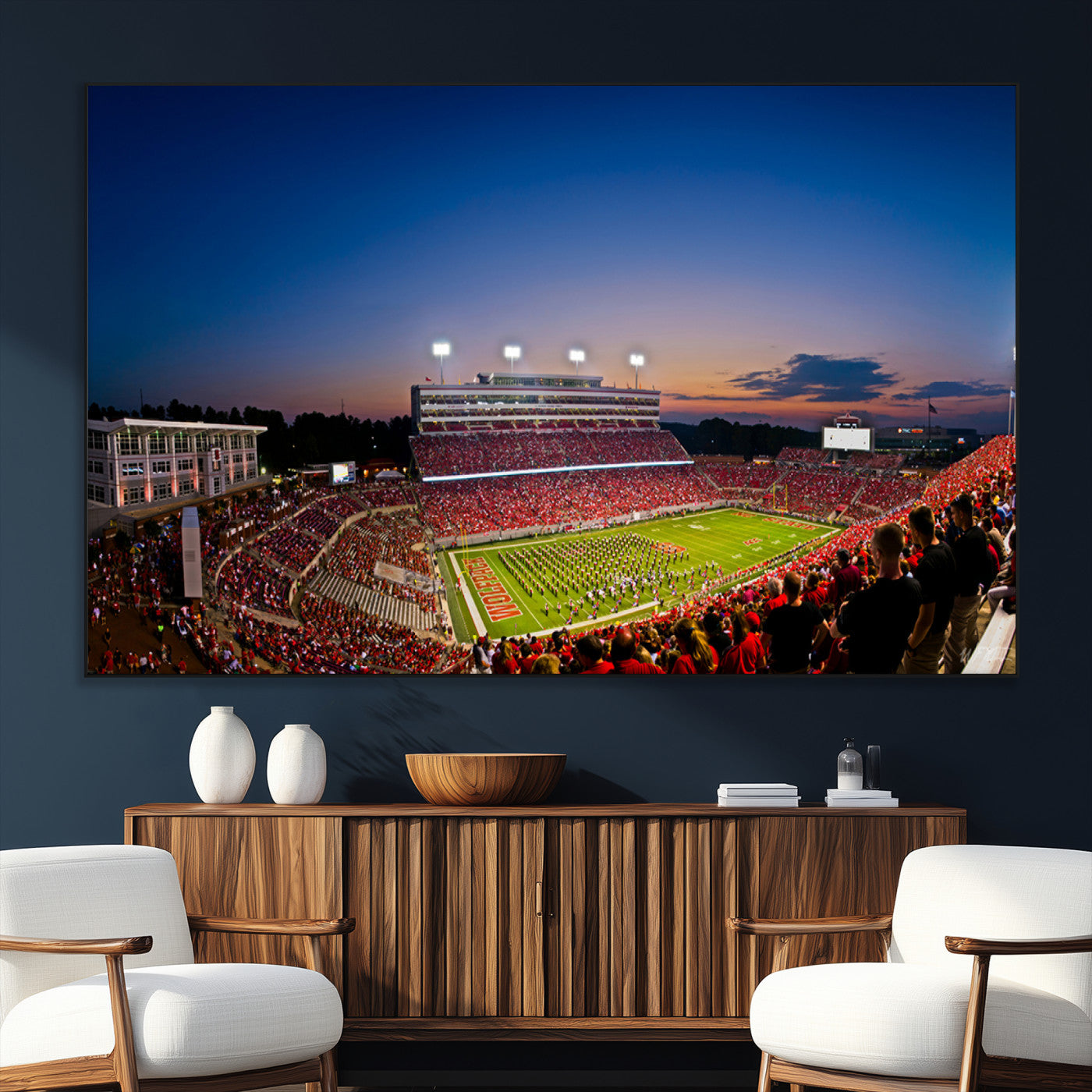 SEG-FC-51X34_Oversize - Wolfpack Football Team Wall Art Print - Raleigh Carter-Finley Stadium Wall Art Canvas Print