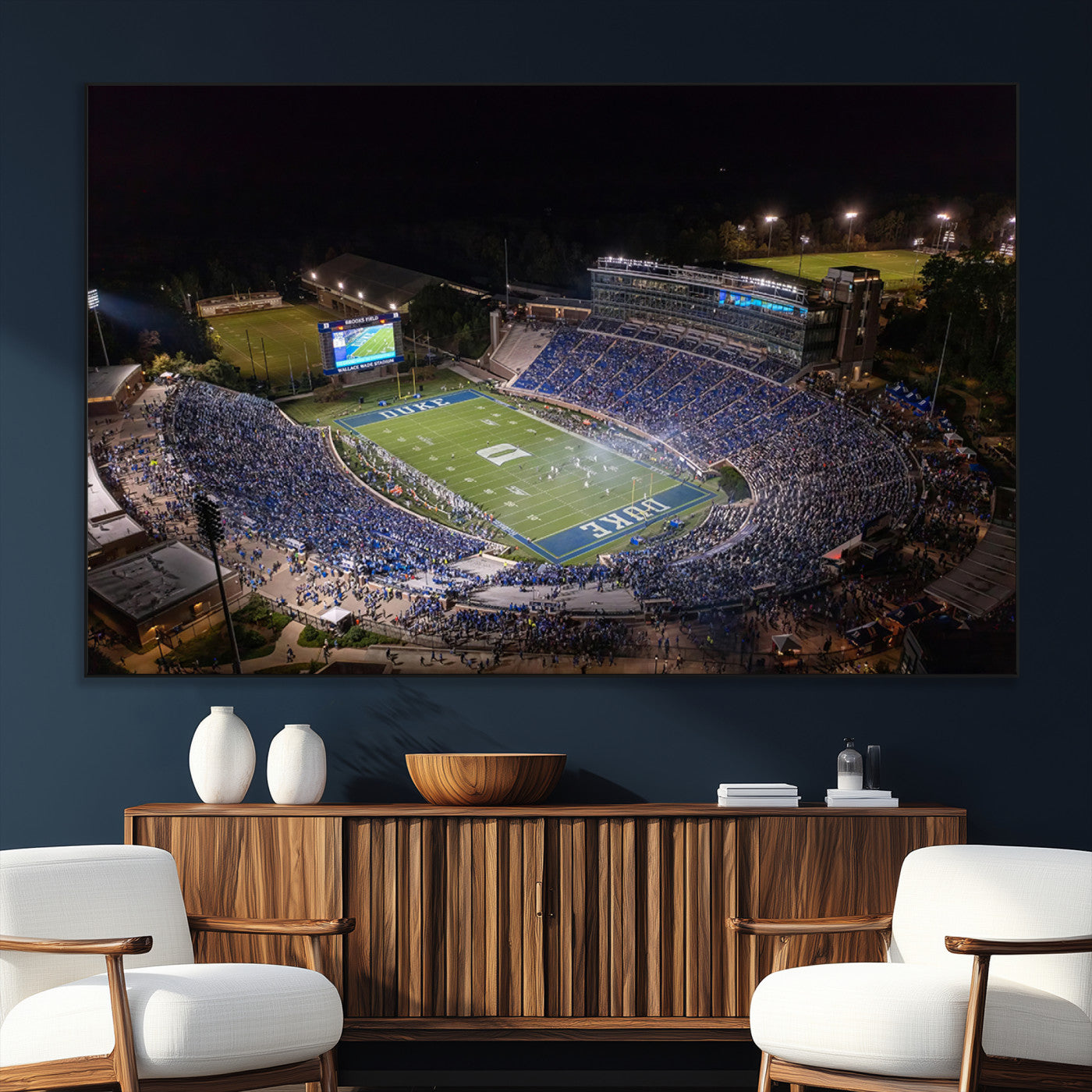 SEG-FC-51X34_Oversize - Duke University Blue Devils Football Print Canvas - Durham Wallace Wade Stadium Wall Art Canvas