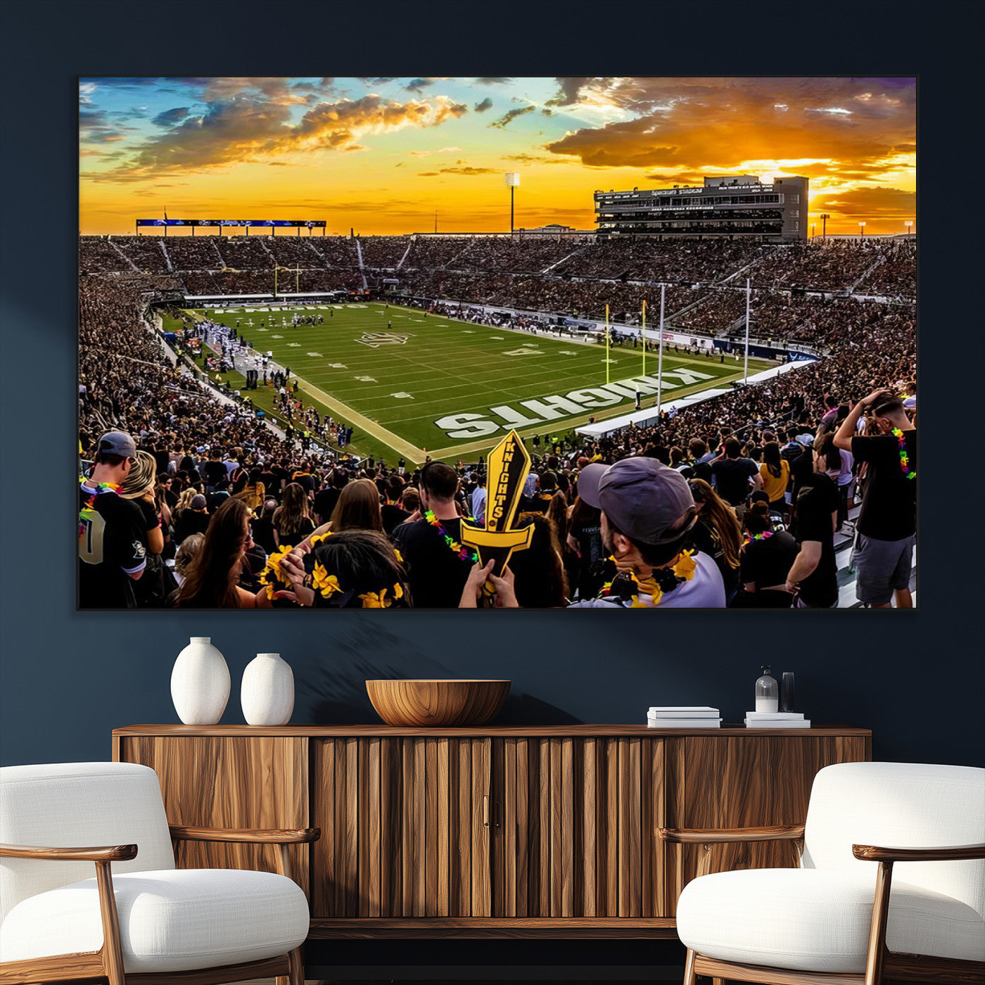 SEG-FC-51X34_Oversize - UCF Knights Football Team Print - Orlando FBC Mortgage Stadium, UCF Knights Wall Art Canvas Print