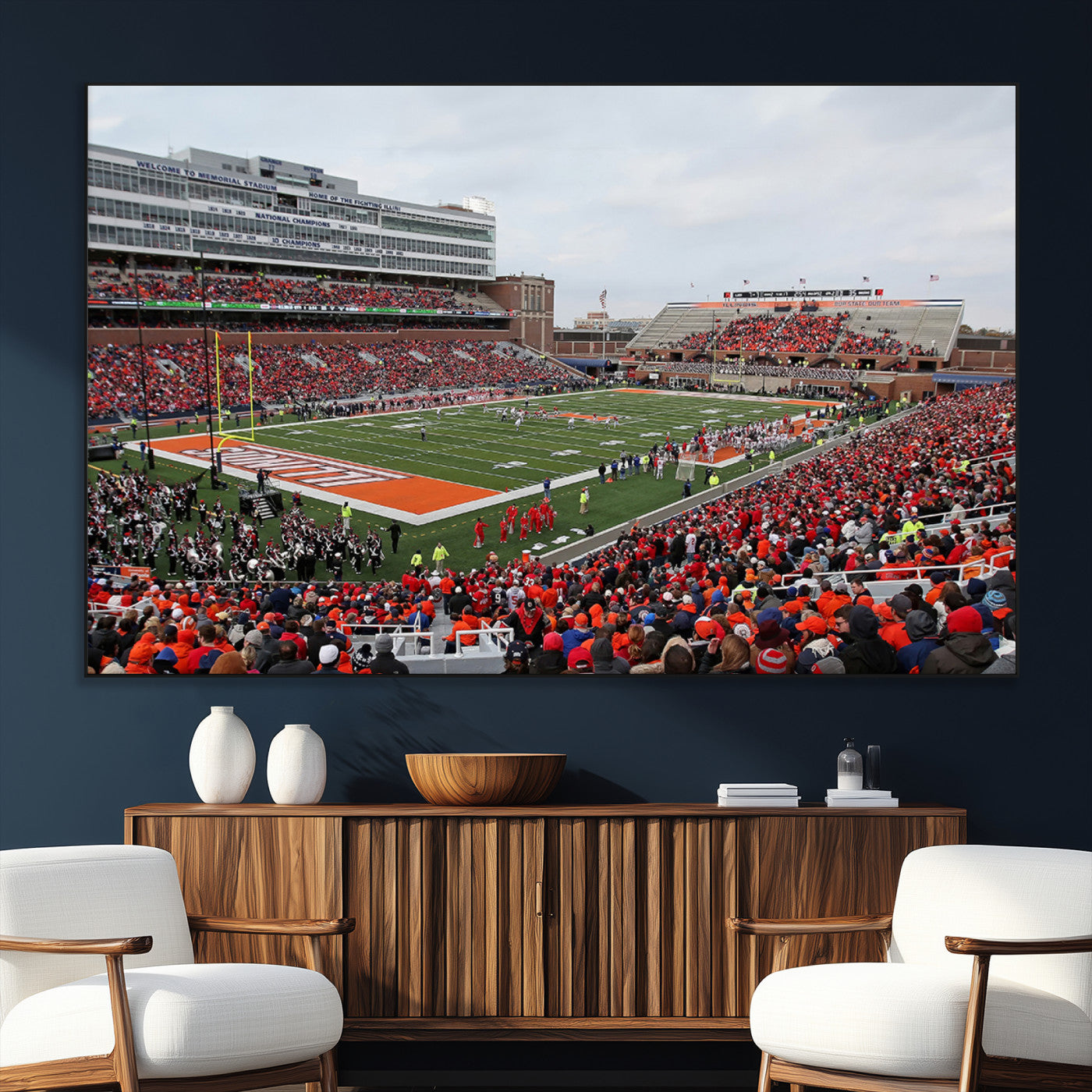 SEG-FC-51X34_Oversize - University of Illinois Fighting Illini Football Team Print - Champaign Illinois Memorial Stadium