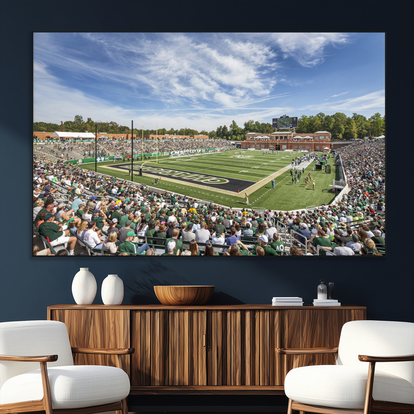 SEG-FC-51X34_Oversize - University of Charlotte 49ers Football Team Print - Charlotte Jerry Richardson Stadium Canvas Print