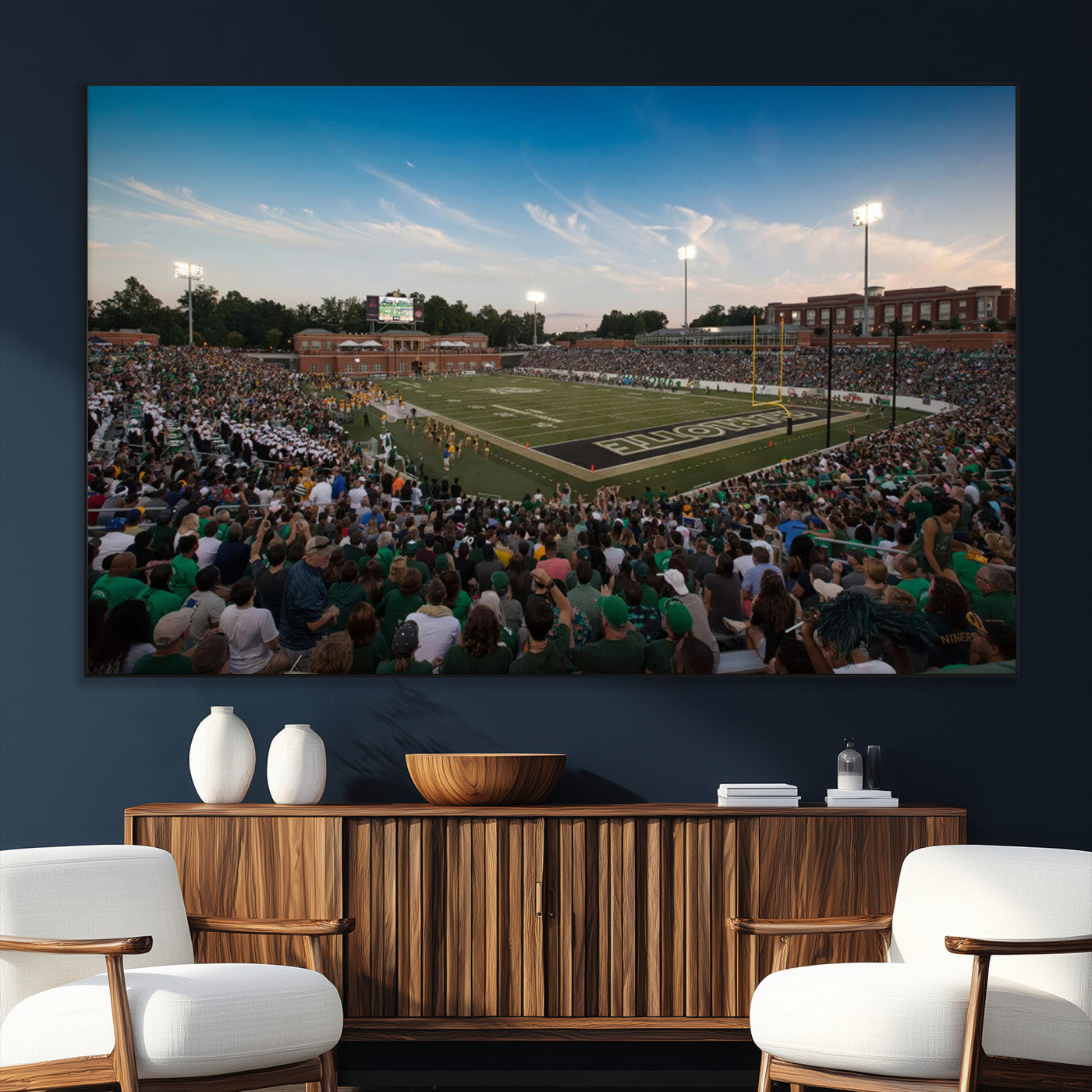 SEG-FC-51X34_Oversize - University of Charlotte 49ers Football Team Print - Charlotte Jerry Richardson Stadium Wall Art