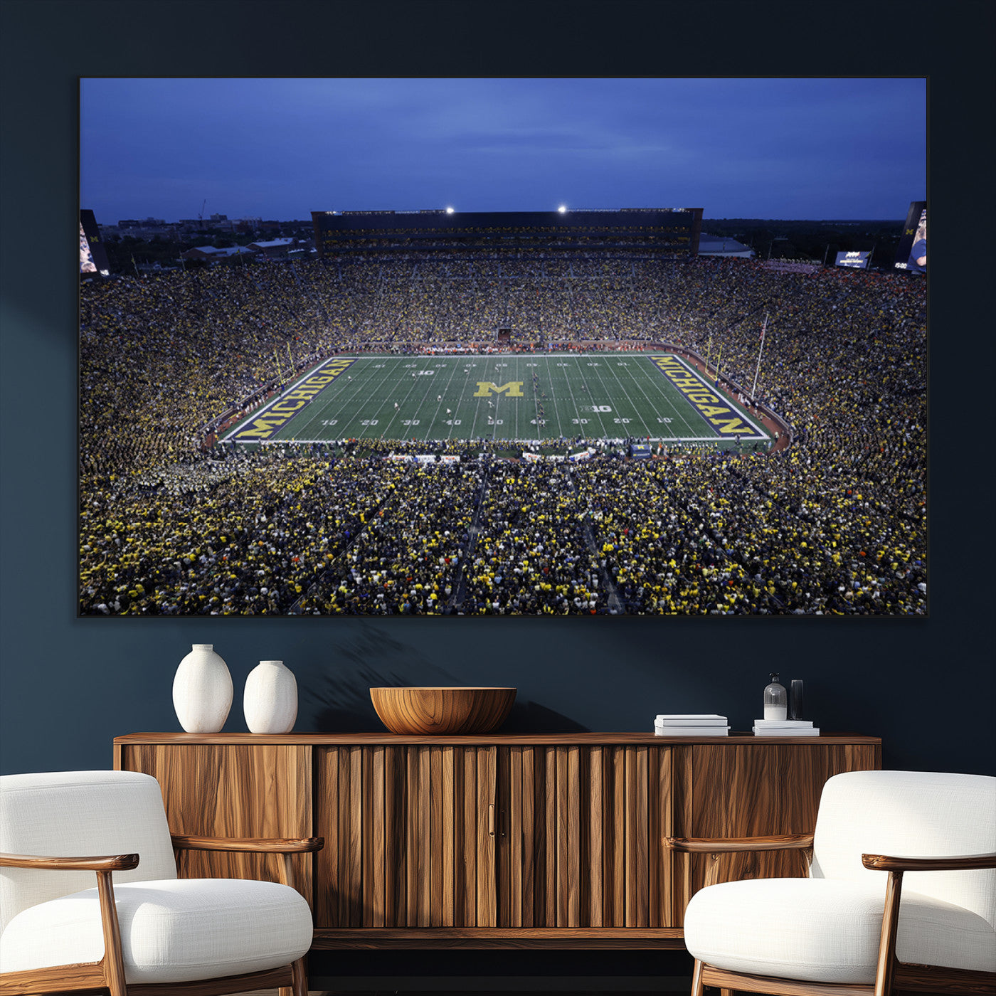 SEG-FC-51X34_Oversize - University of Michigan Wolverines Football Team Print - Ann Arbor Michigan Stadium Wall Art Canvas
