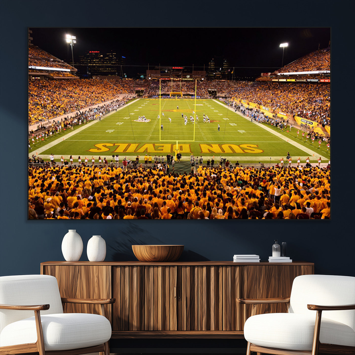 SEG-FC-51X34_Oversize - ASU Sun Devils Football Team Print - Phoenix Mountain America Stadium Wall Art Canvas Print