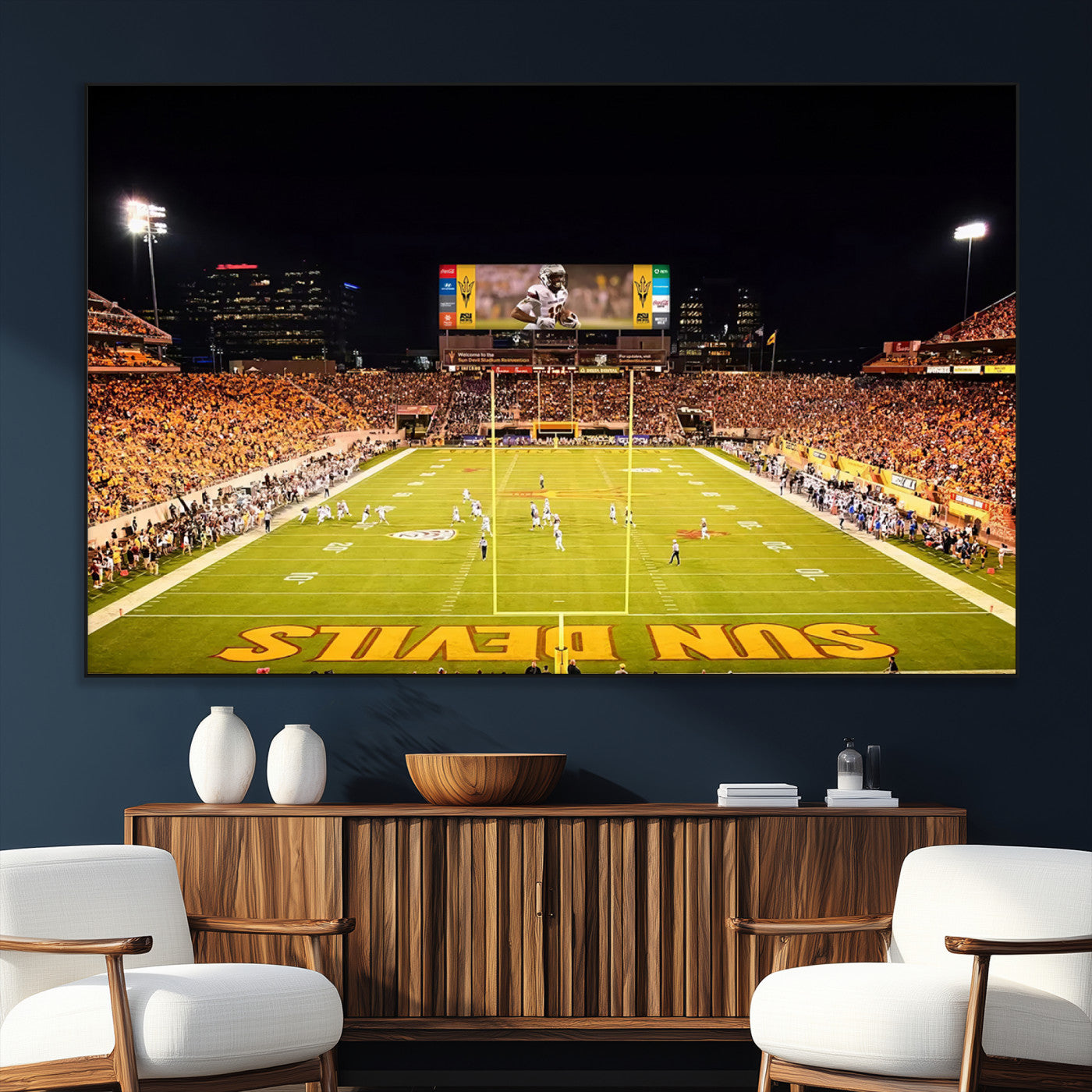SEG-FC-51X34_Oversize - ASU Sun Devils Football Team Print - Phoenix Mountain America Stadium Canvas Print
