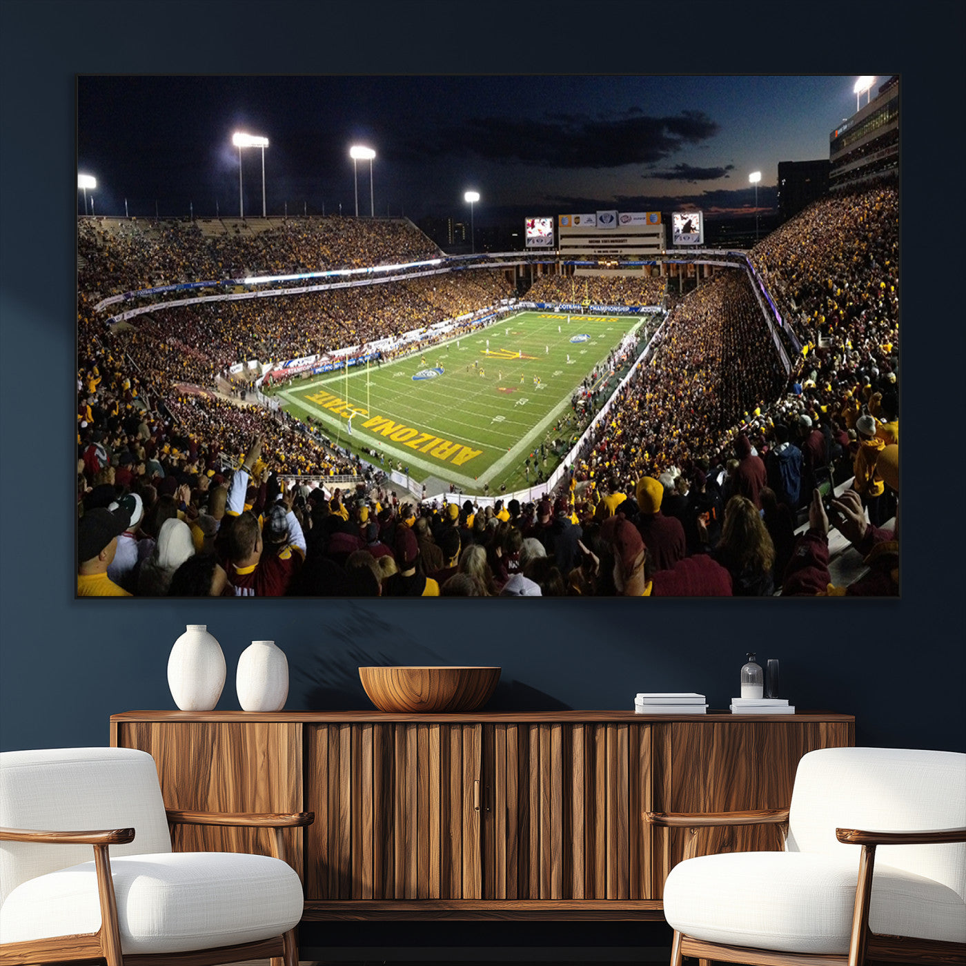 SEG-FC-51X34_Oversize - ASU Sun Devils Football Team Print Canvas - Phoenix Mountain America Stadium Wall Art Canvas Print